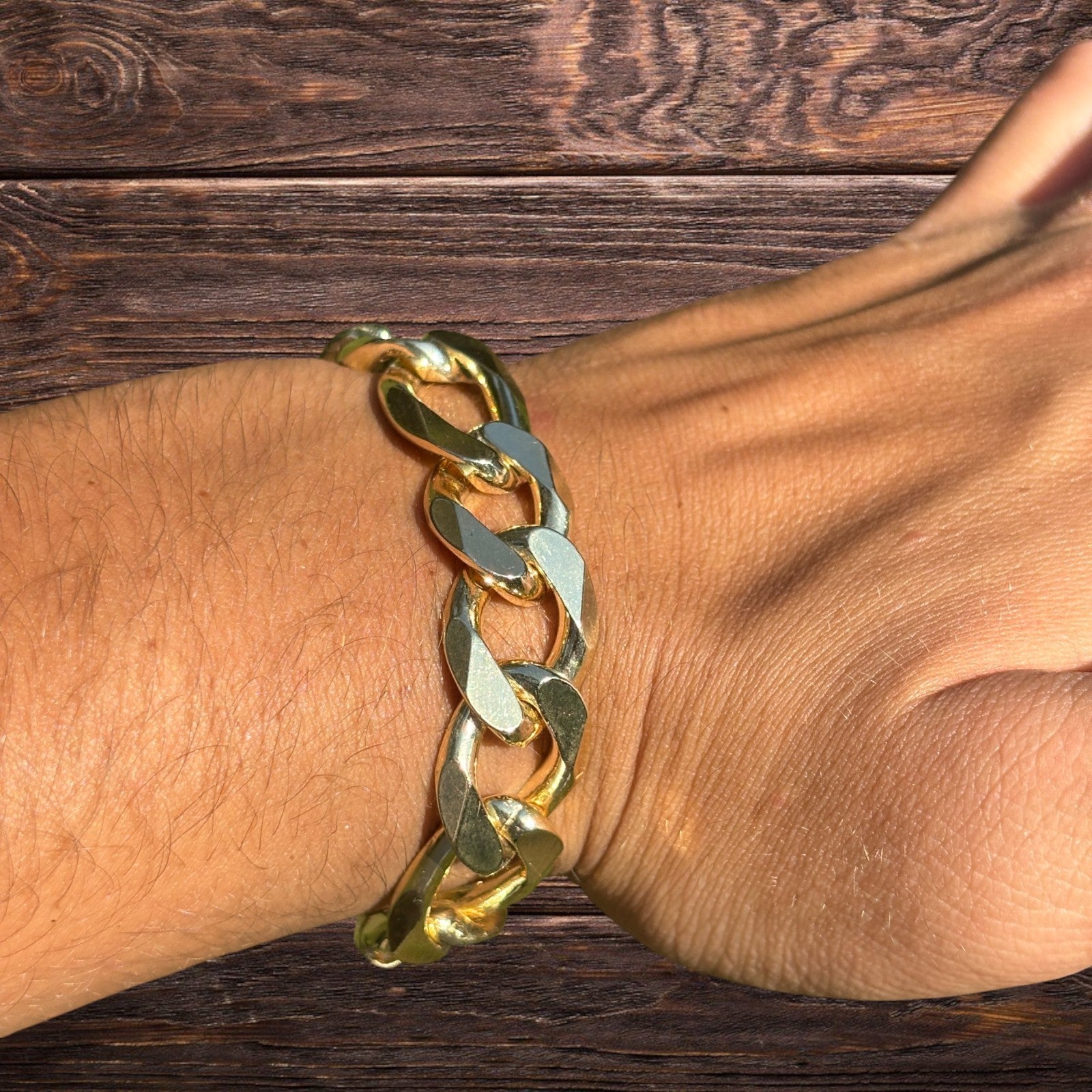 Bracelet Figaro en argent sterling 925 de 15 mm