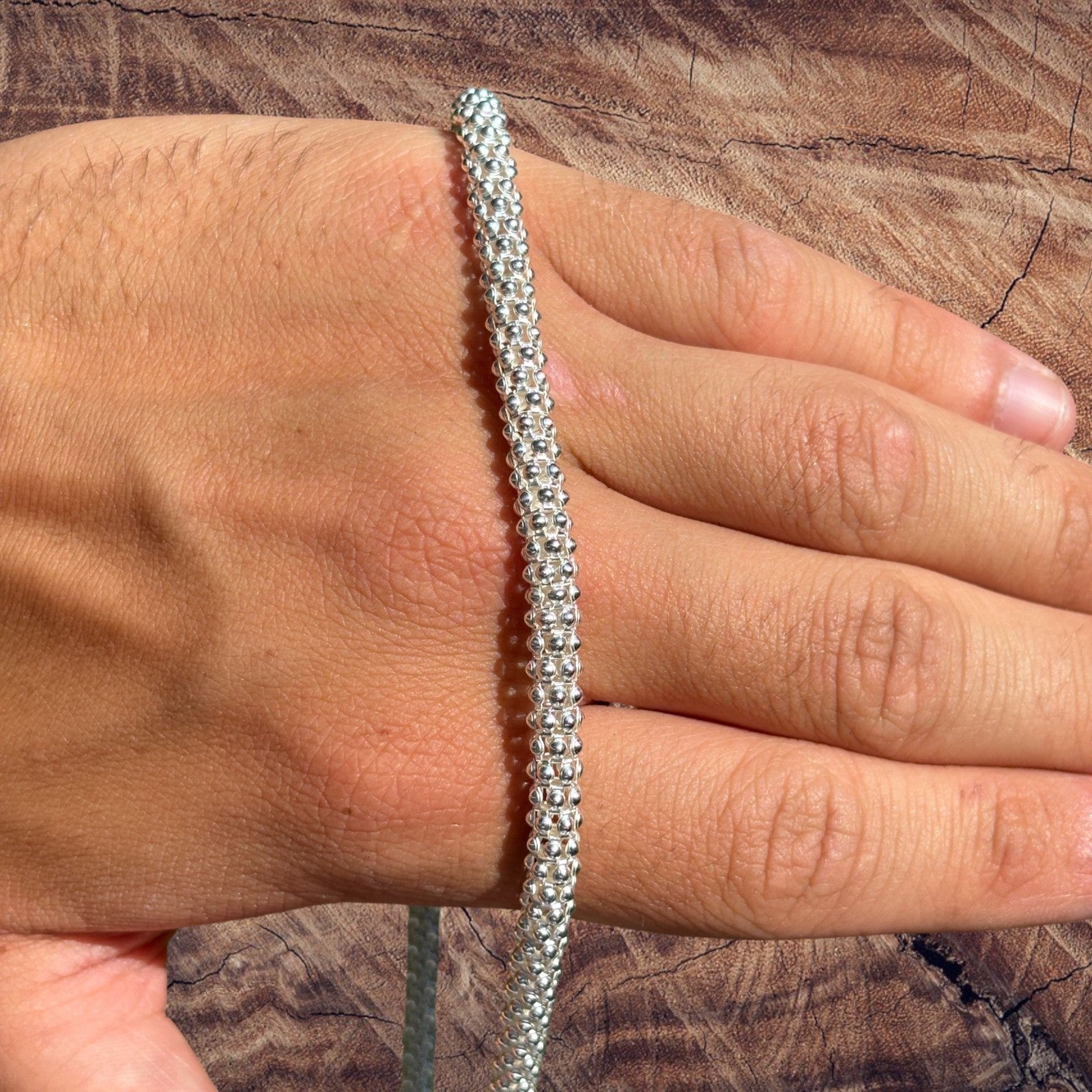 Collier à maillons Popcorn Ice en argent sterling 925 de 6 mm