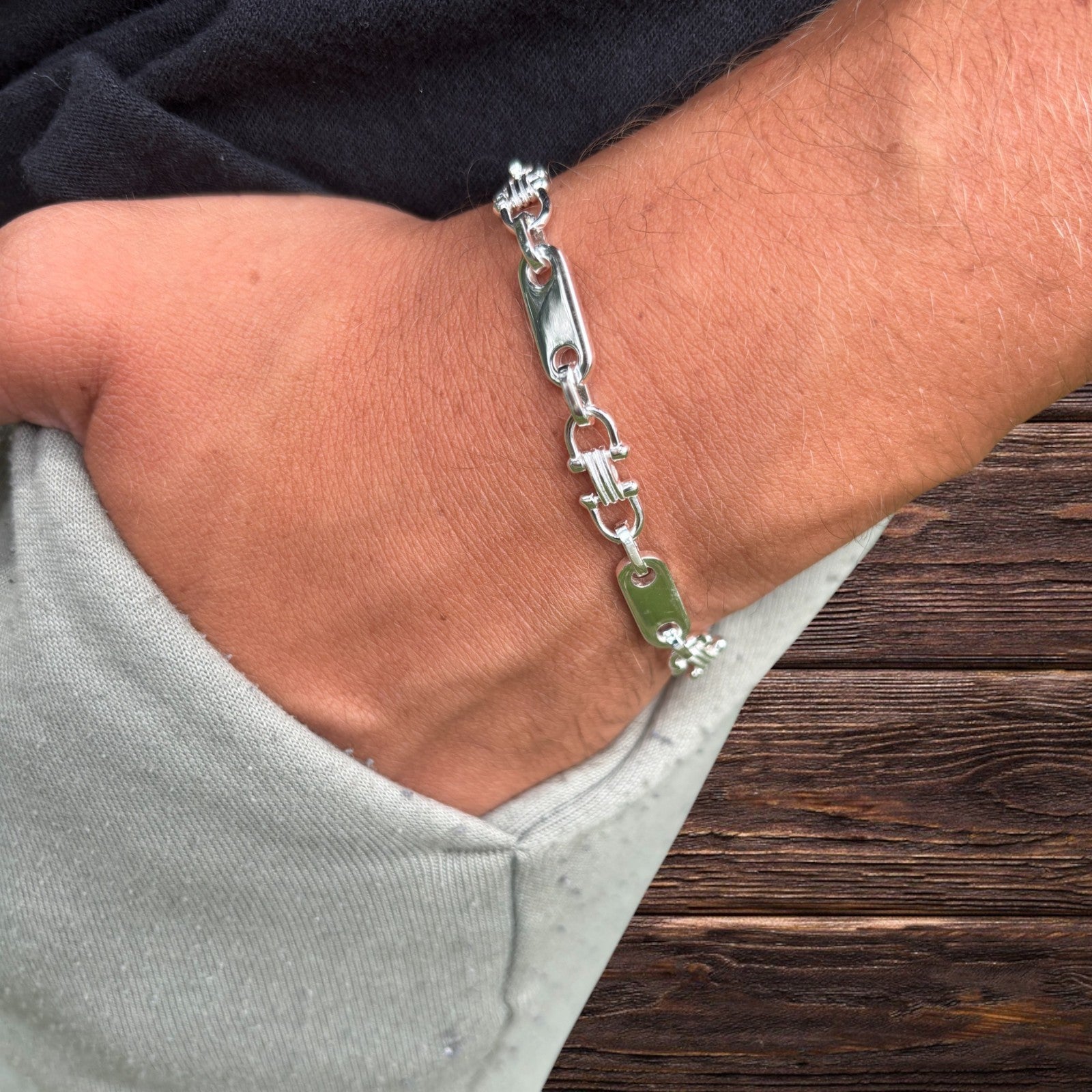 Bracelet à maillons Ferragamo personnalisé en argent sterling 925 de 7,5 mm