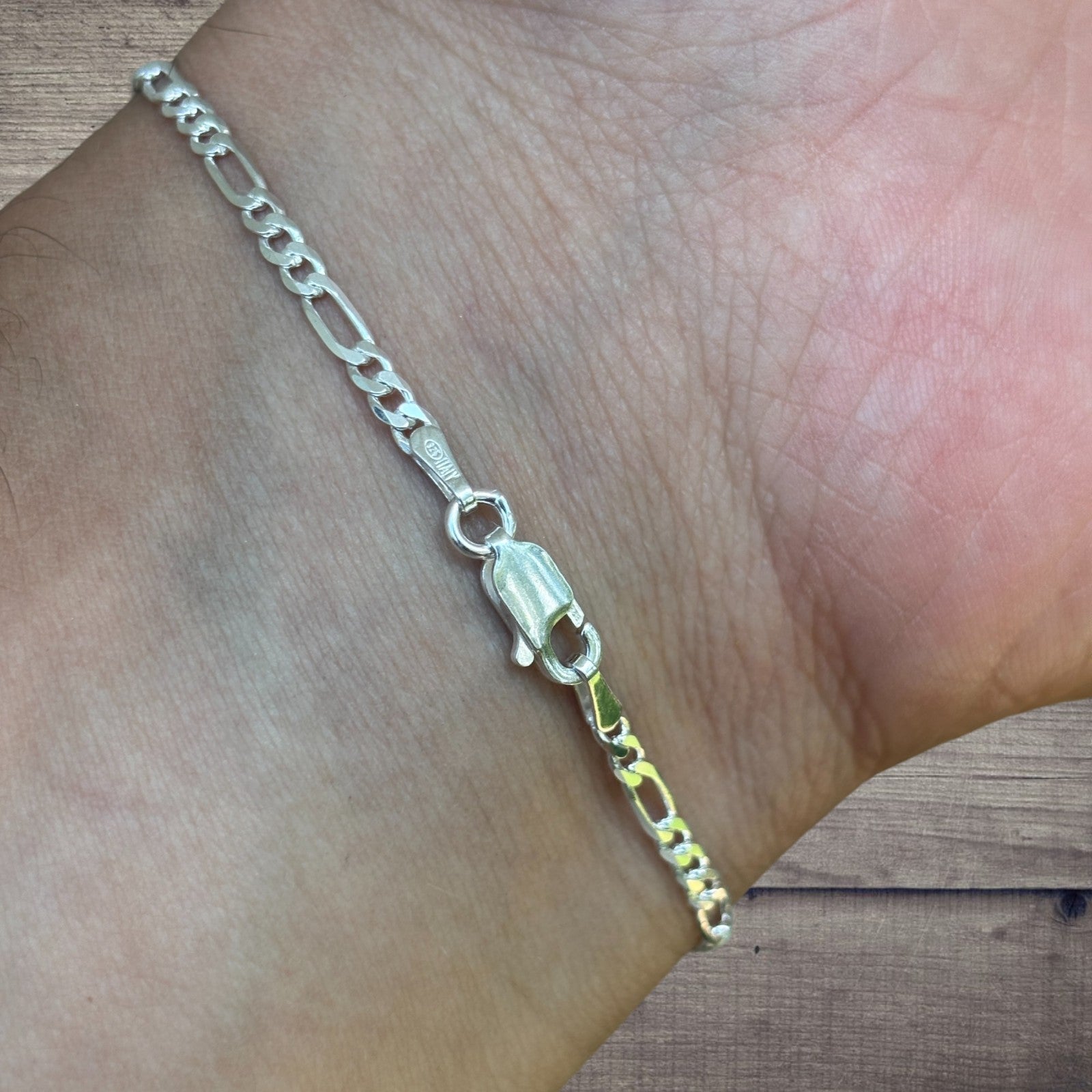 925 Sterling Silver 2.5mm Figaro Bracelet