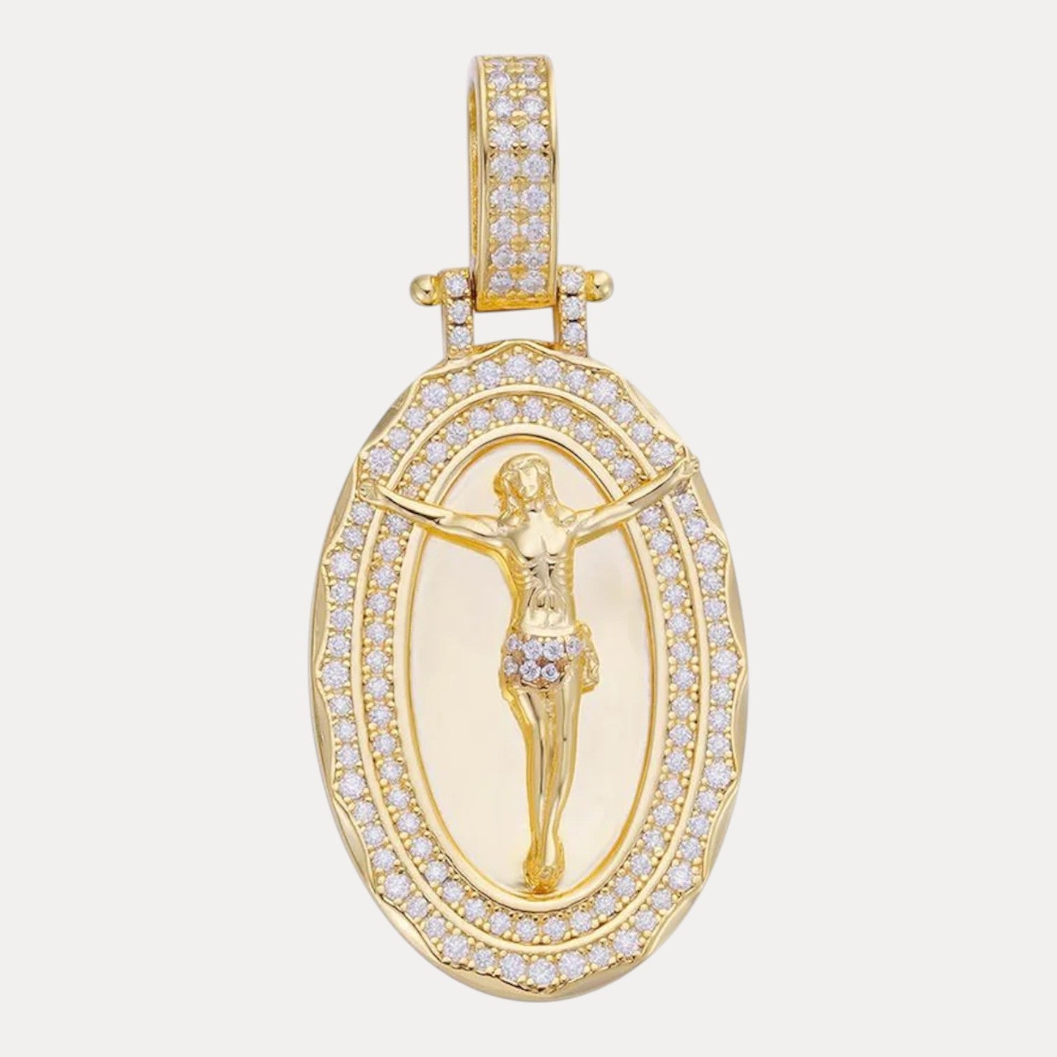 925 Sterling Silver Jesus Medallion Pendant With Moissanite