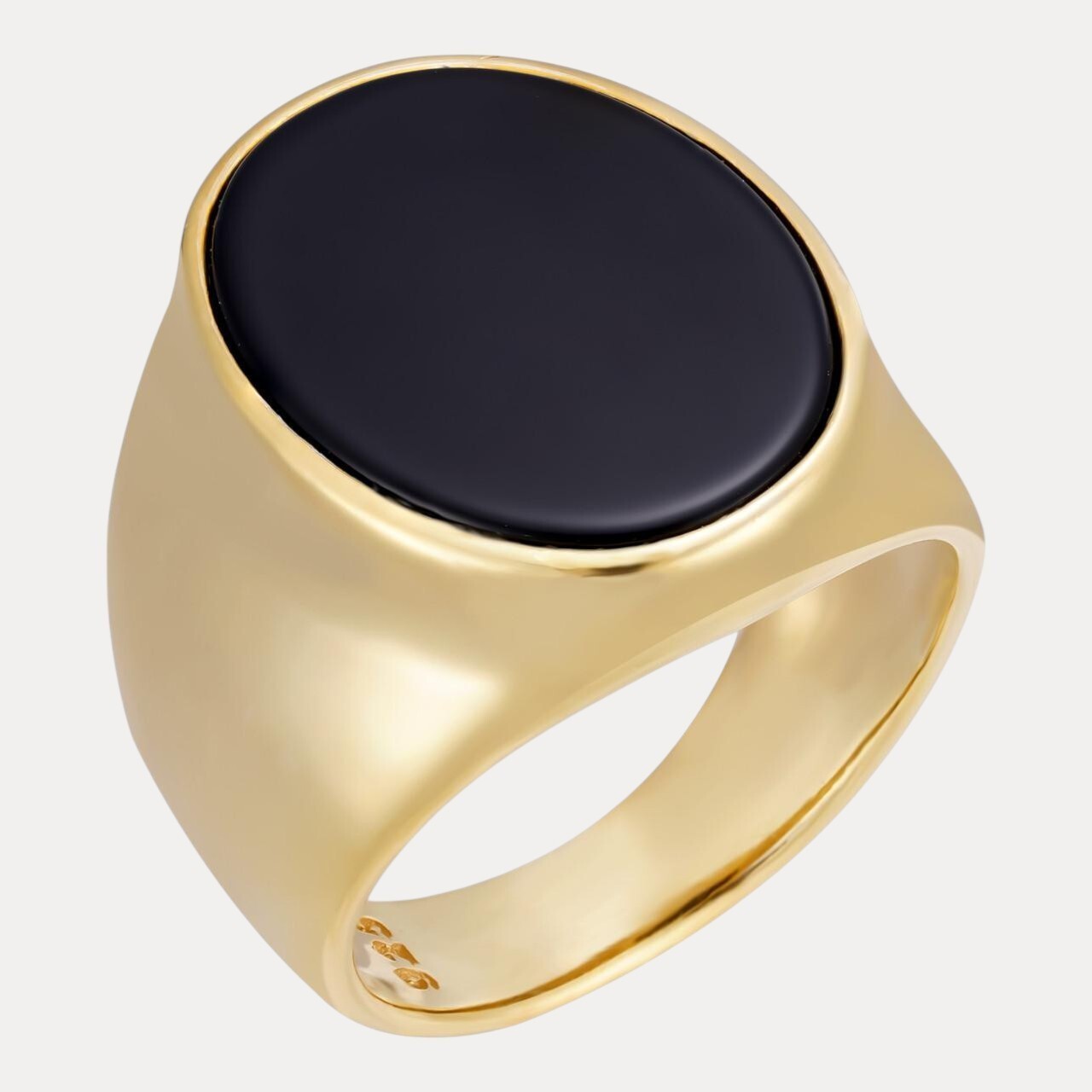 925 Sterling Silver Oval Black Onyx Ring