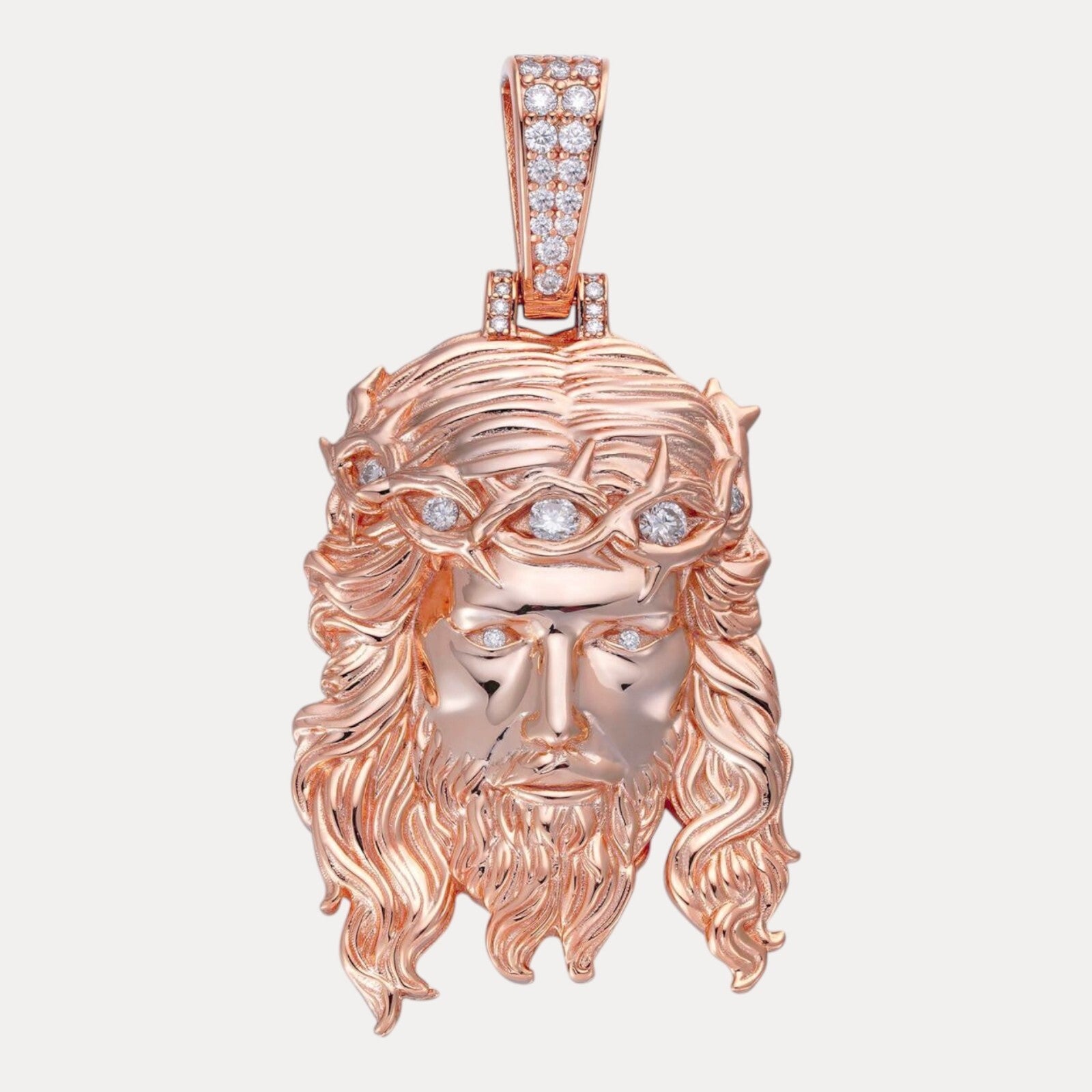 925 Sterling Silver Jesus Pendant With Moissanite - Large