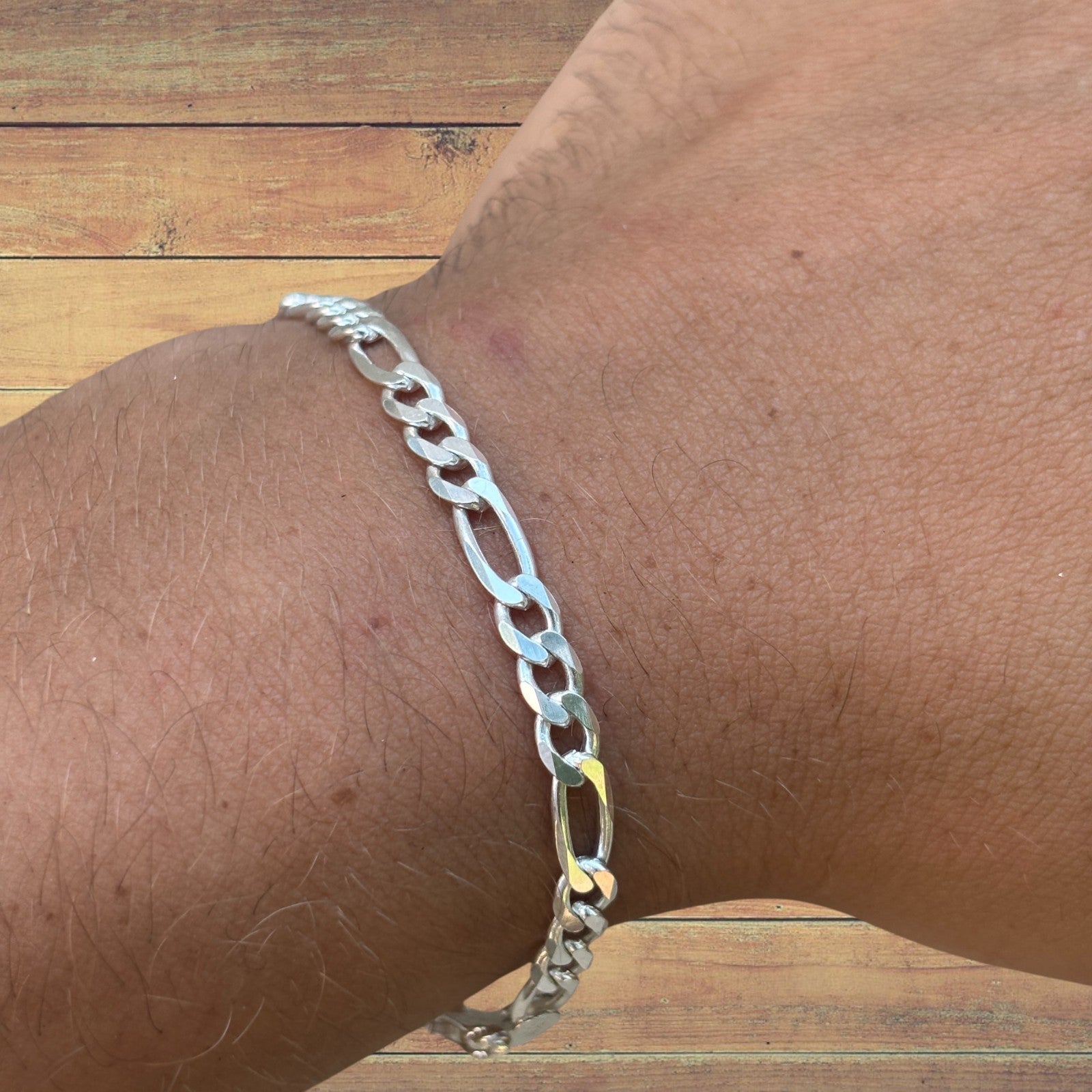 925 Sterling Silver 5mm Figaro Bracelet