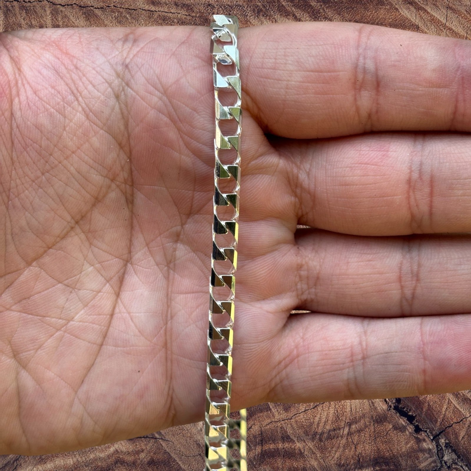 Collier en argent sterling 925 avec chaîne gourmette carrée de 6 mm