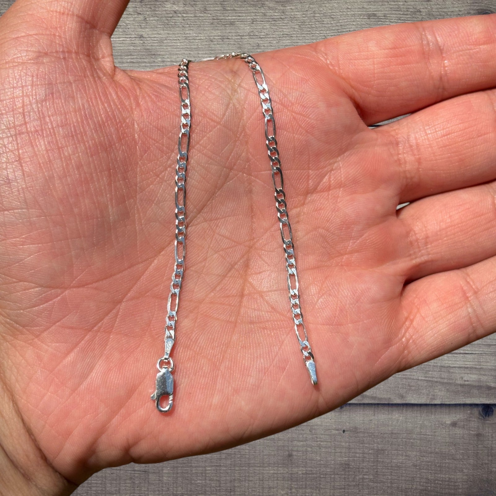 925 Sterling Silver 2.5mm Figaro Bracelet