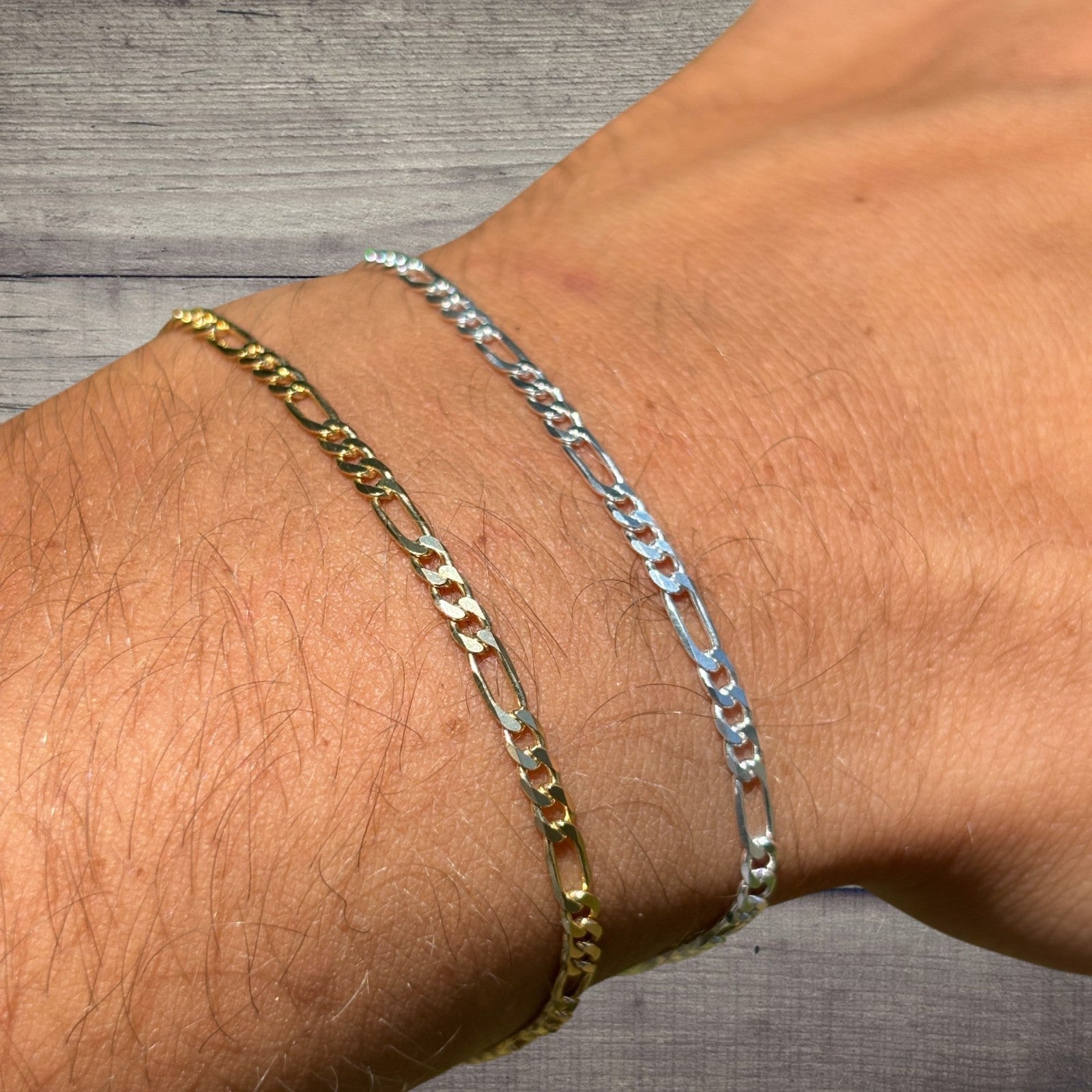 925 Sterling Silver 2.5mm Figaro Bracelet