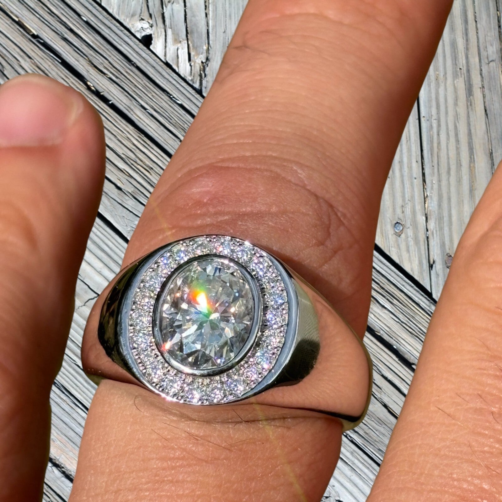 925 Sterling Silver Oval Cut Ring With Moissanite