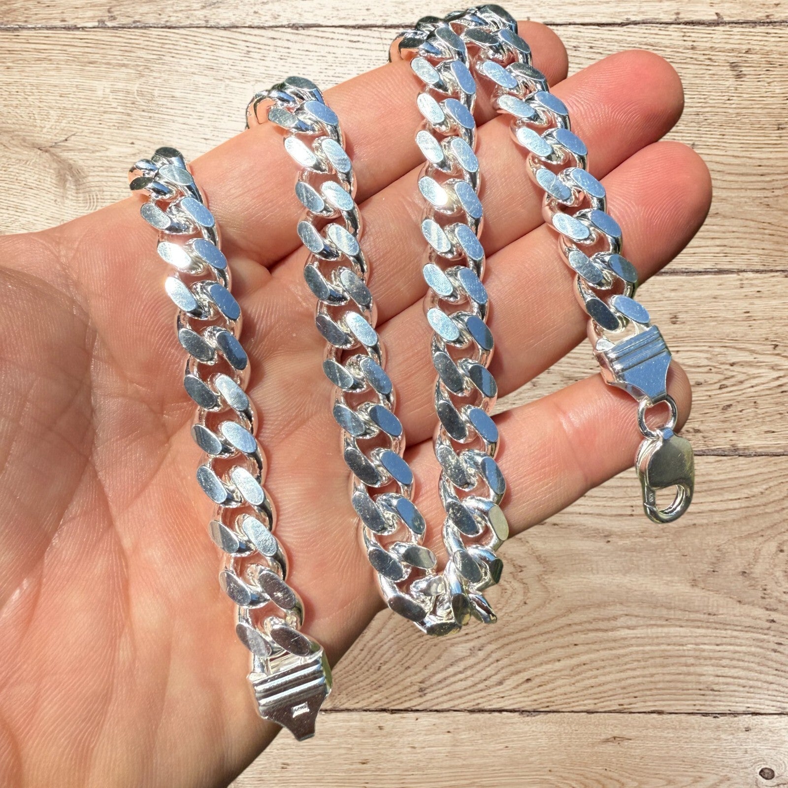 Collier en argent sterling 925 avec chaîne Miami Cuban de 10 mm