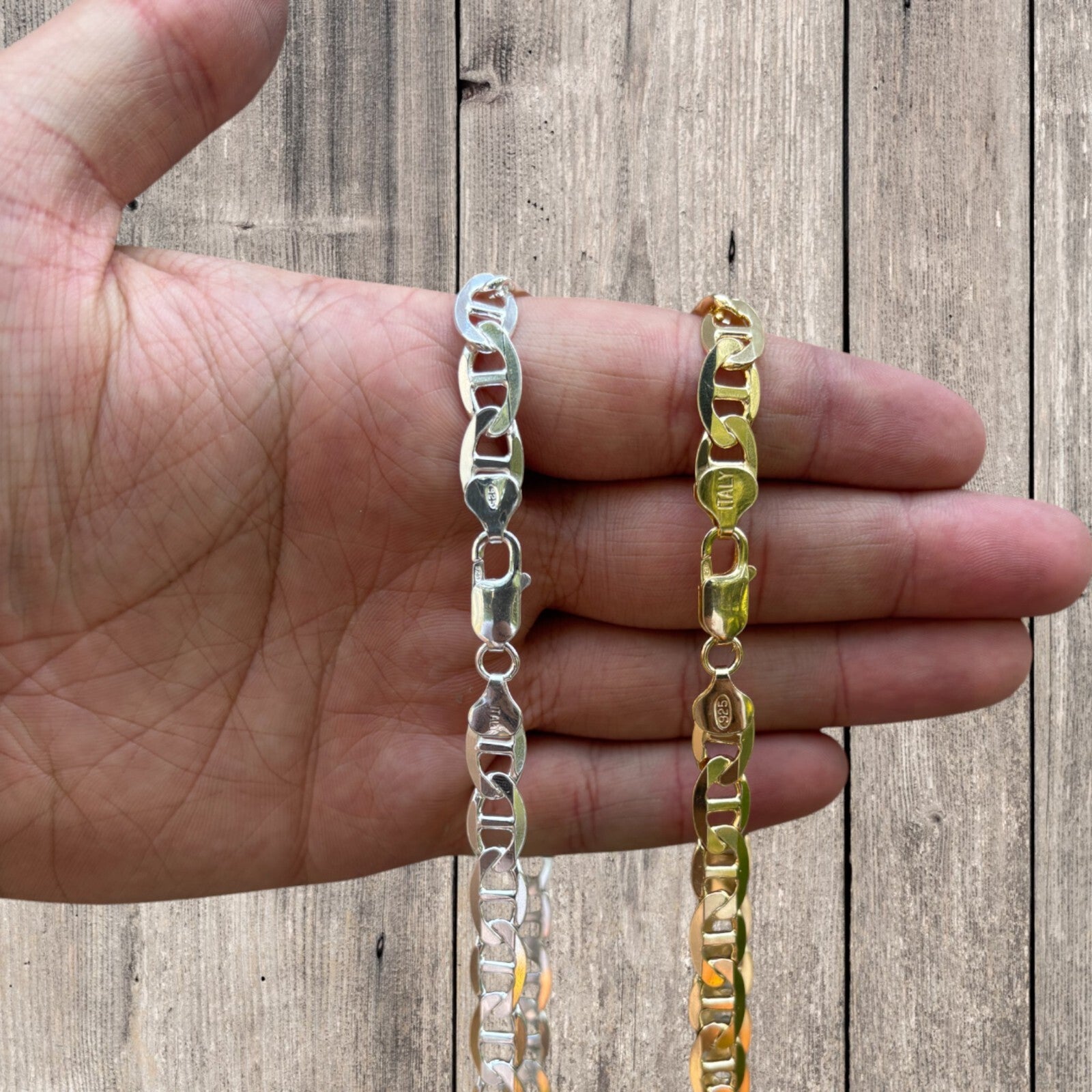 925 Sterling Silver 8mm Mariner Chain Necklace