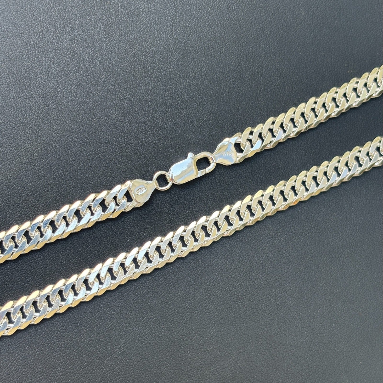 Collier à double chaîne gourmette de 8 mm en argent sterling 925