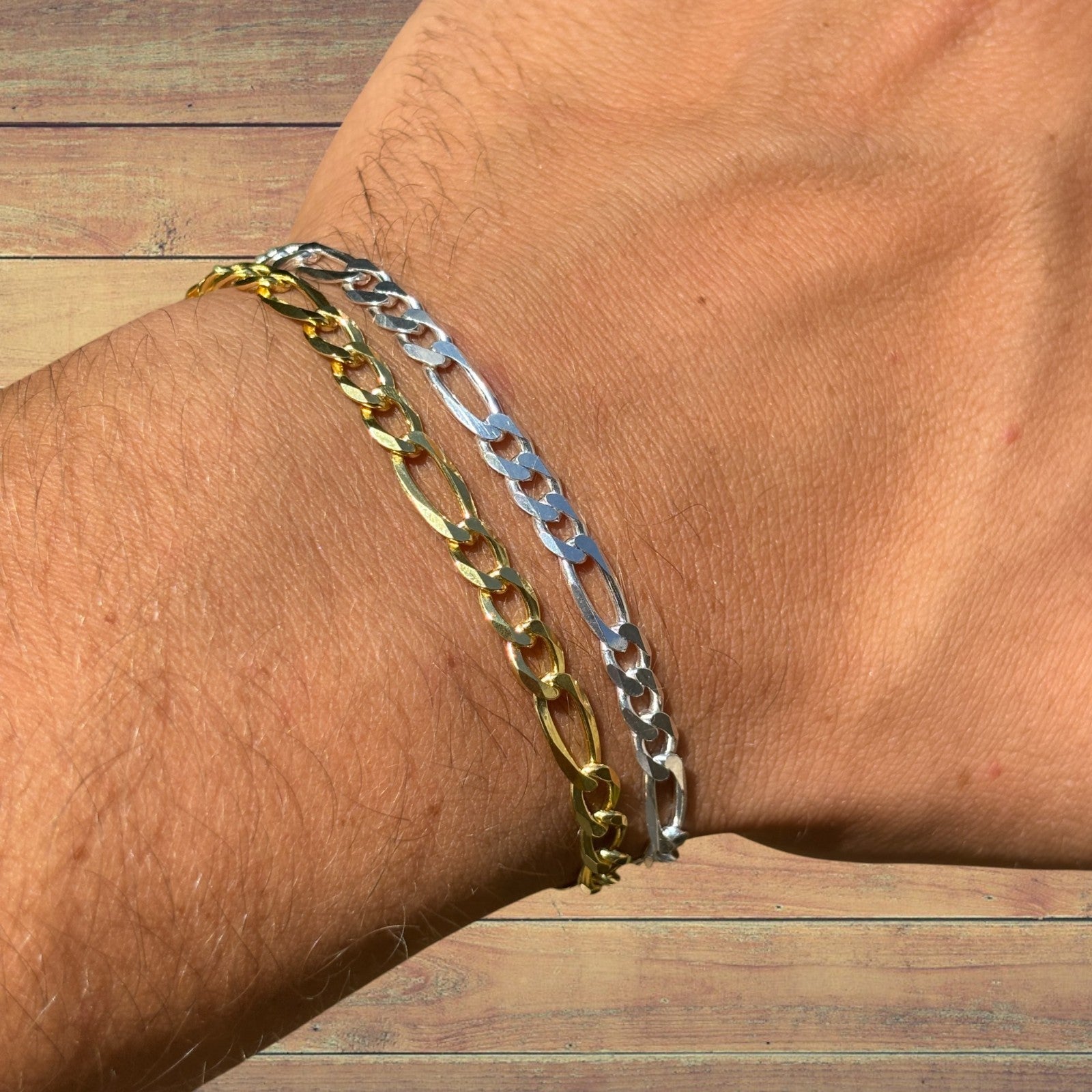 925 Sterling Silver 5mm Figaro Bracelet