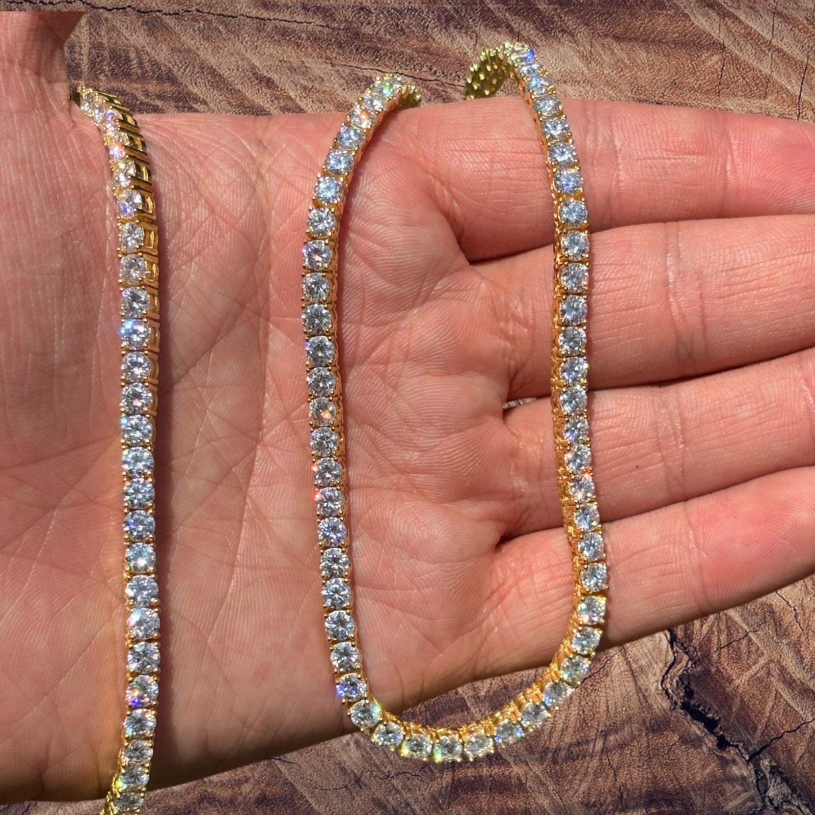 Collier chaîne tennis en argent sterling 925 de 4 mm avec zircone cubique ou moissanite
