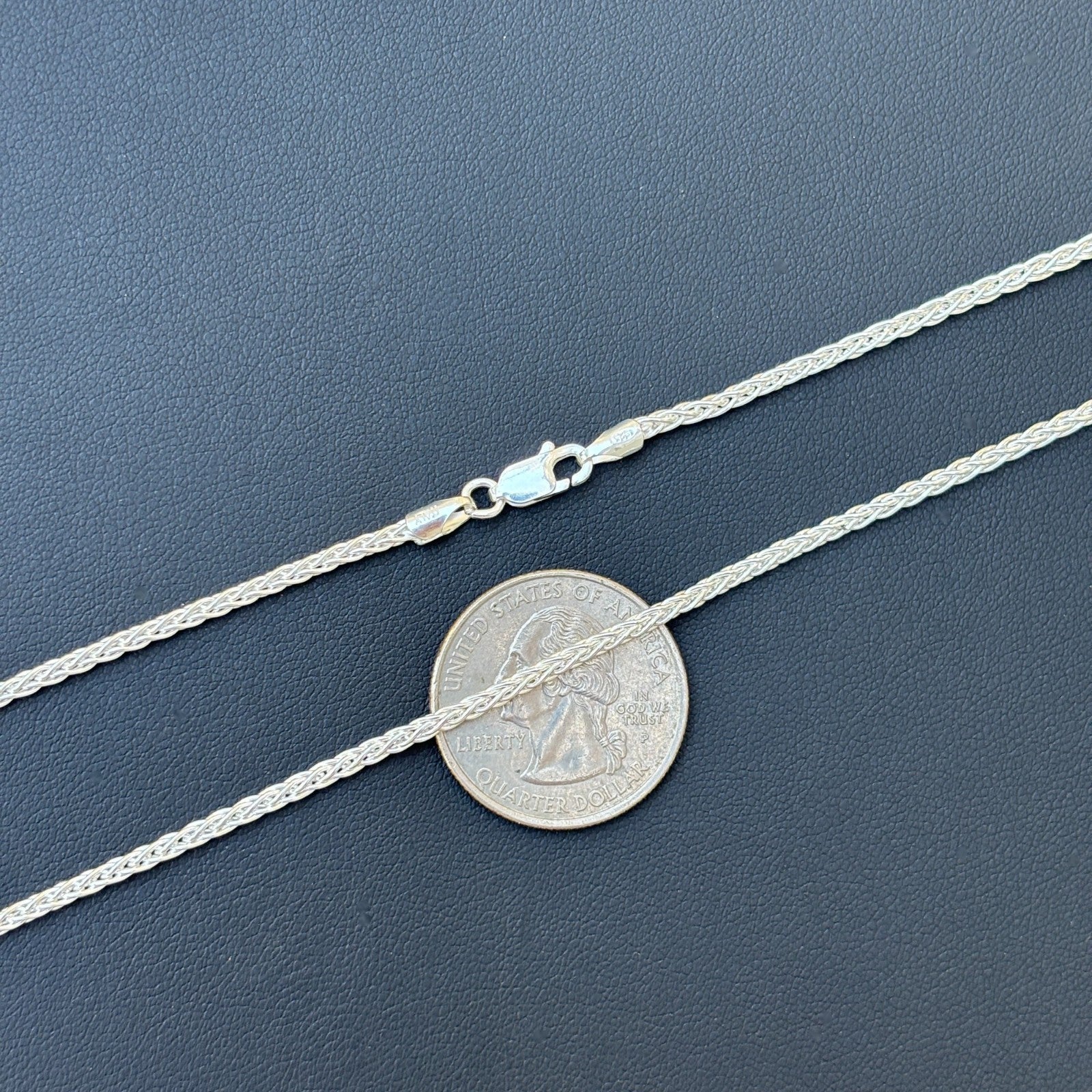 925 Sterling Silver 2mm Wheat Chain Necklace