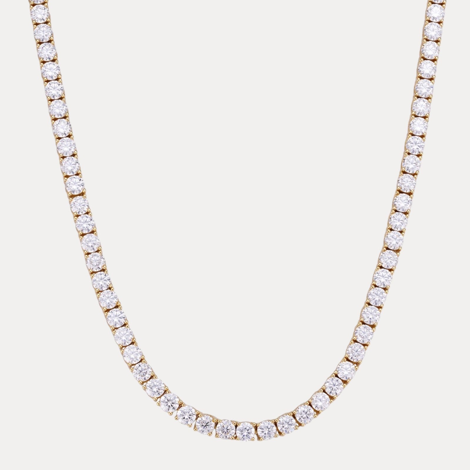 Collier chaîne tennis en argent sterling 925 de 4 mm avec zircone cubique ou moissanite