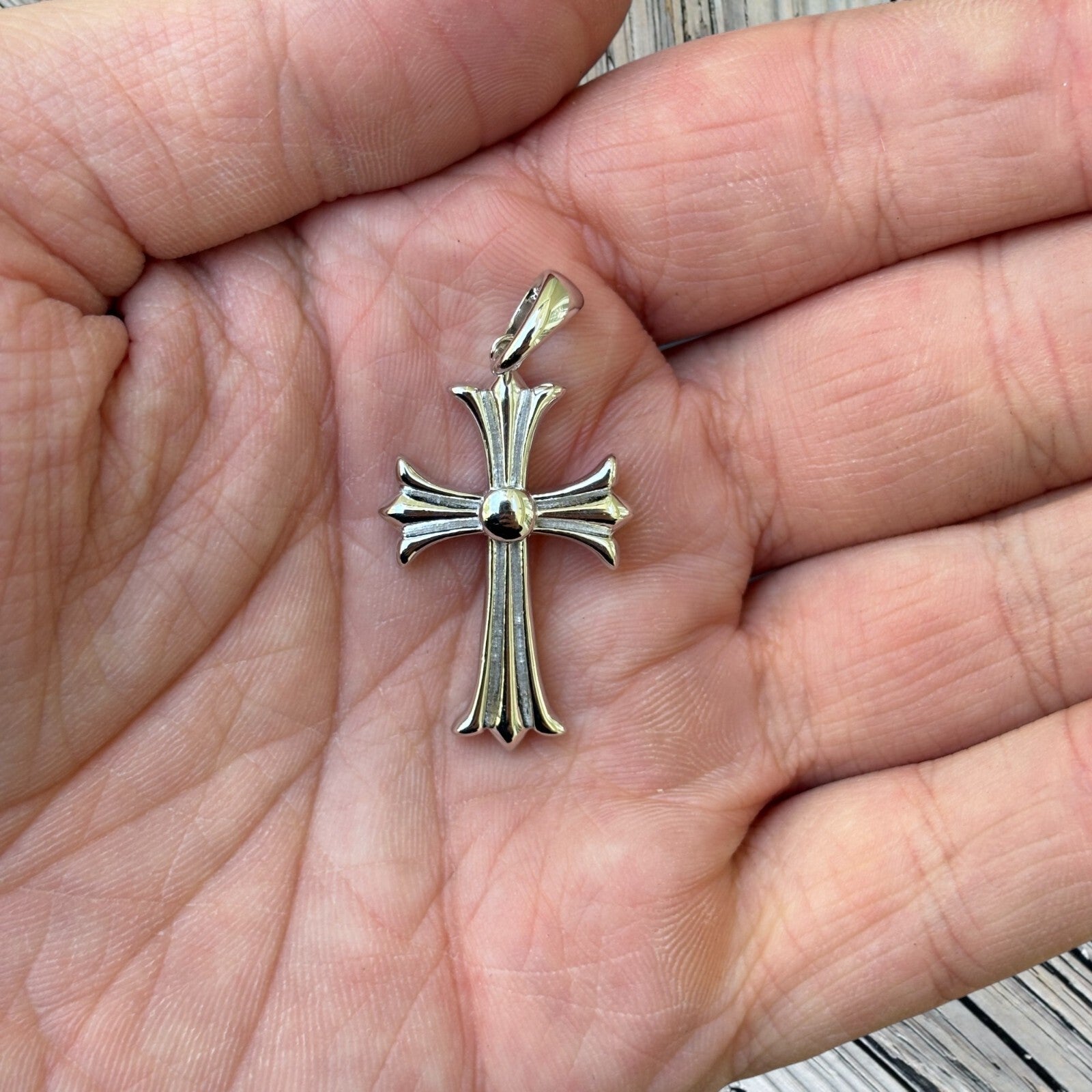 Pendentif croix cœur en argent sterling 925 - Moyen