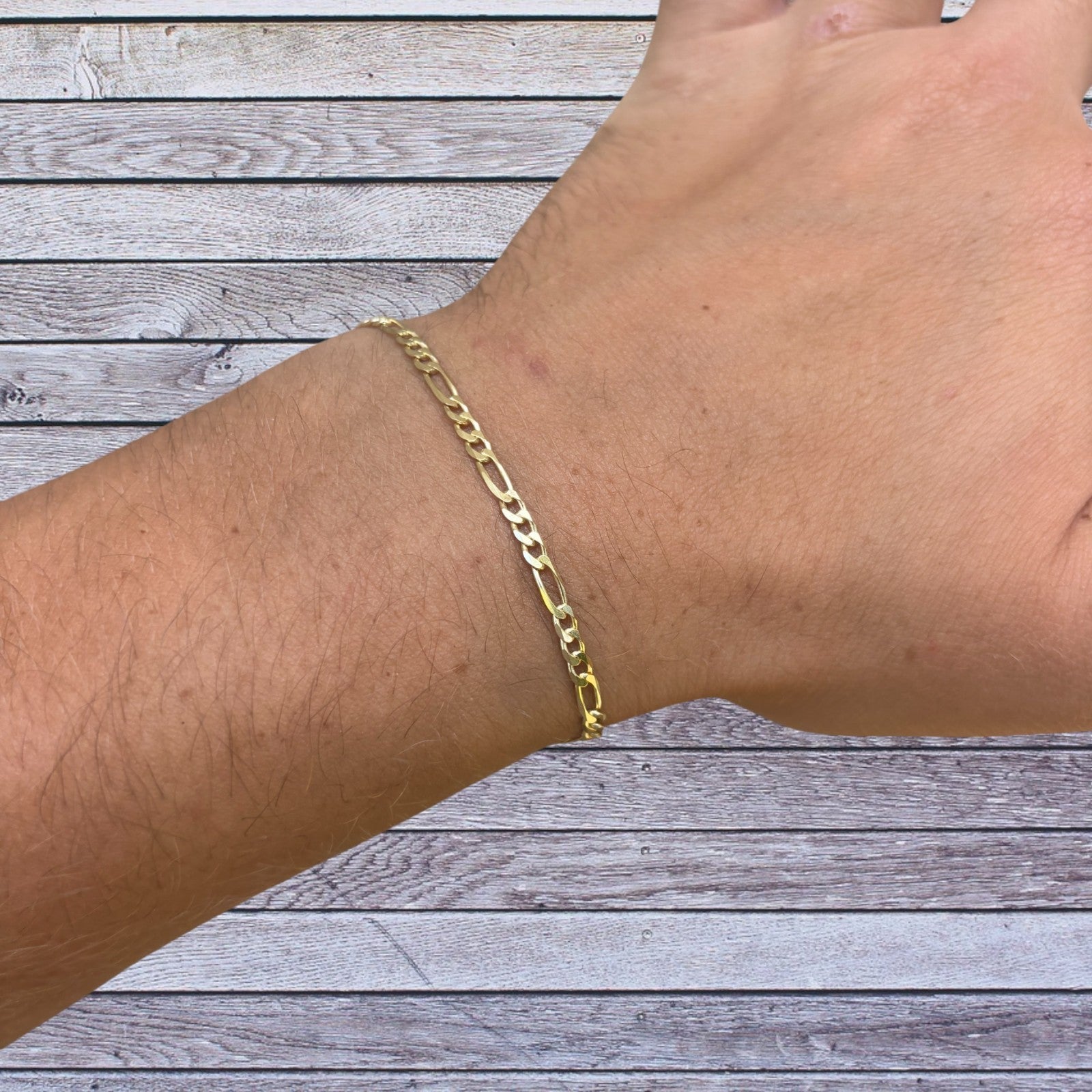 925 Sterling Silver 3mm Figaro Bracelet