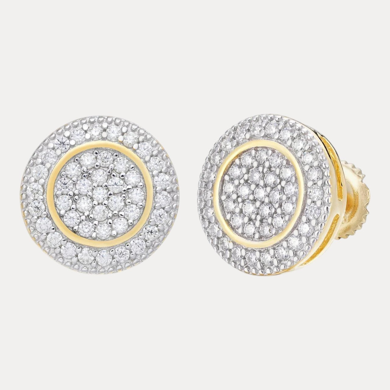 925 Sterling Silver 11mm Round Moissanite or CZ Stud Earrings 2.5ct TW