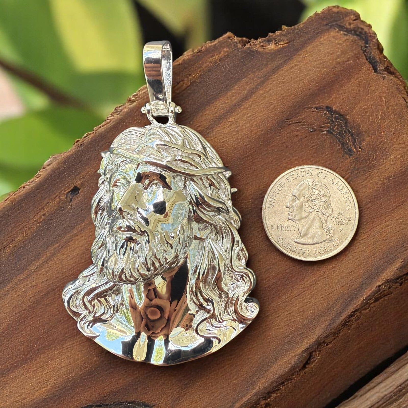 Pendentif en argent sterling 925, pièce de la Passion du Christ Jésus - Grand