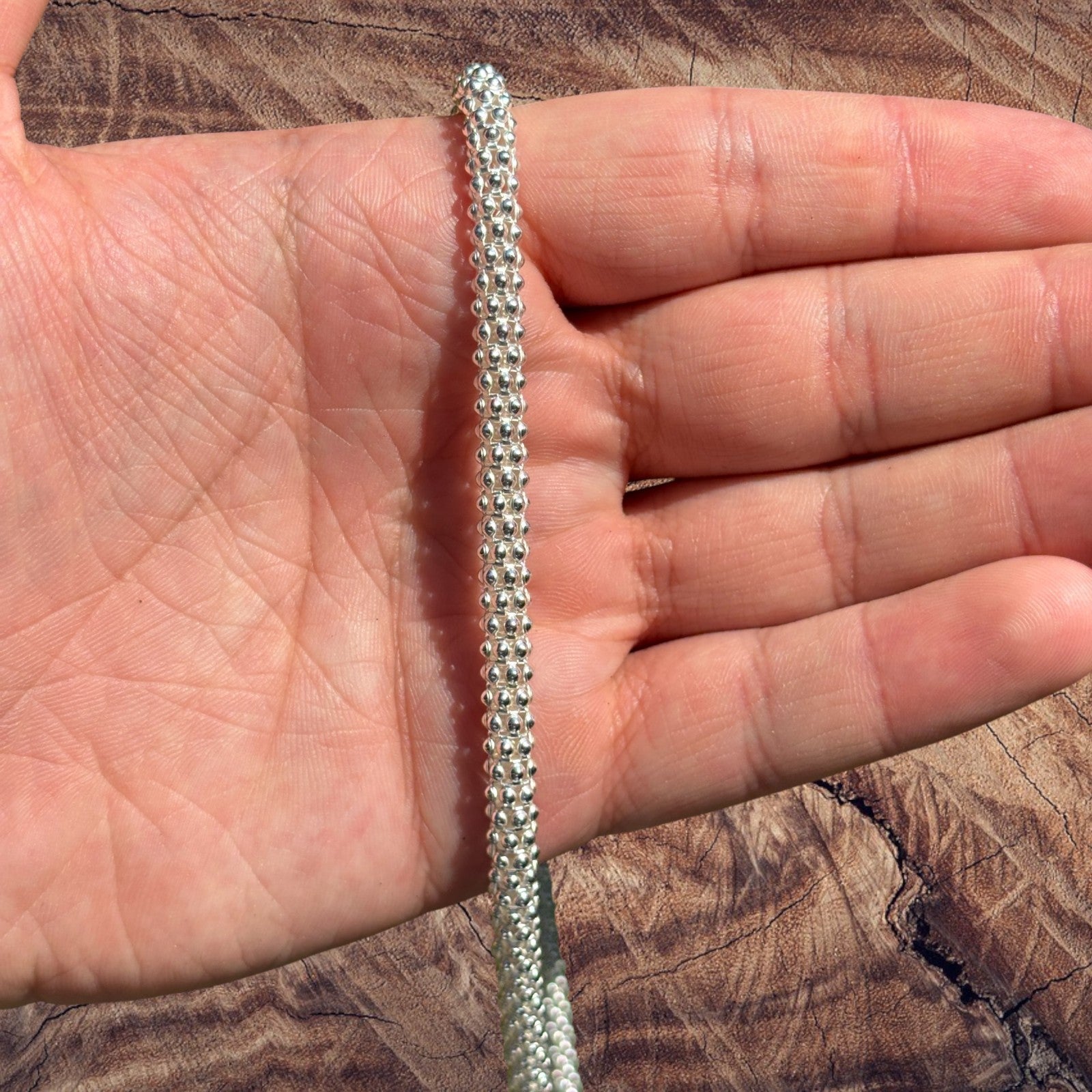 Collier à maillons Popcorn Ice en argent sterling 925 de 6 mm