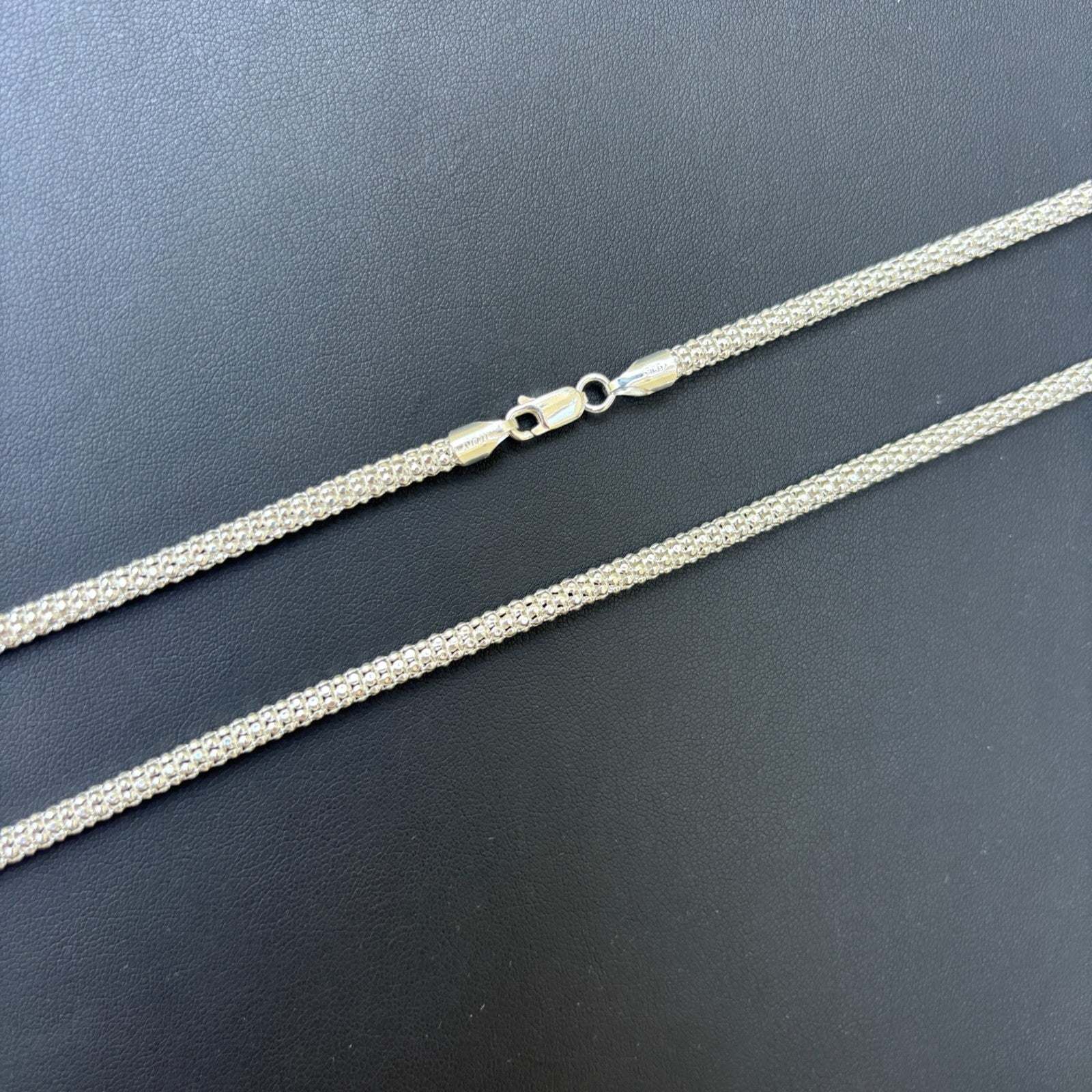 925 Sterling Silver 4mm Popcorn Ice Link Chain Necklace