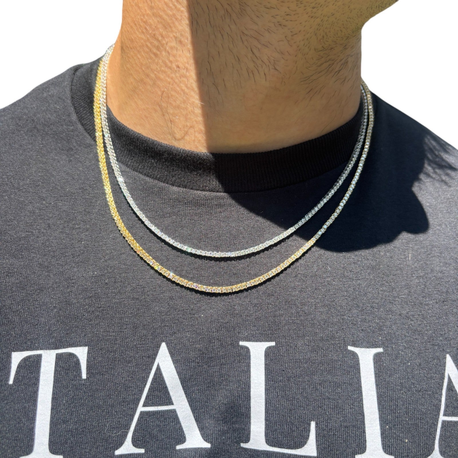 925 Sterling Silver 2mm Tennis Chain Necklace - CZ Or Moissanite
