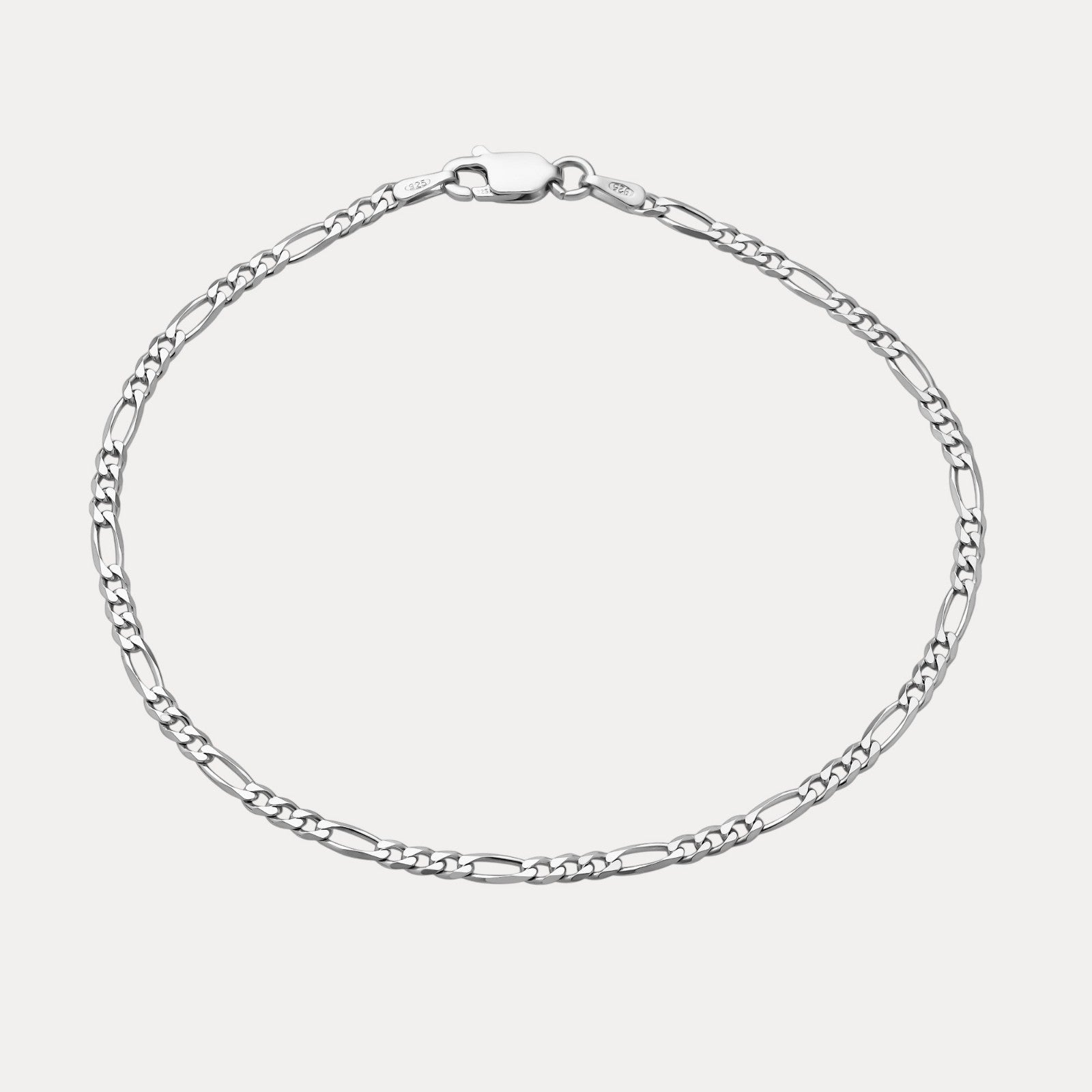 925 Sterling Silver 2.5mm Figaro Bracelet