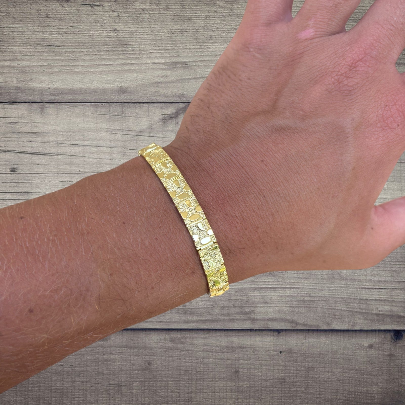 Bracelet à maillons pépites personnalisé en argent sterling 925 de 8 mm
