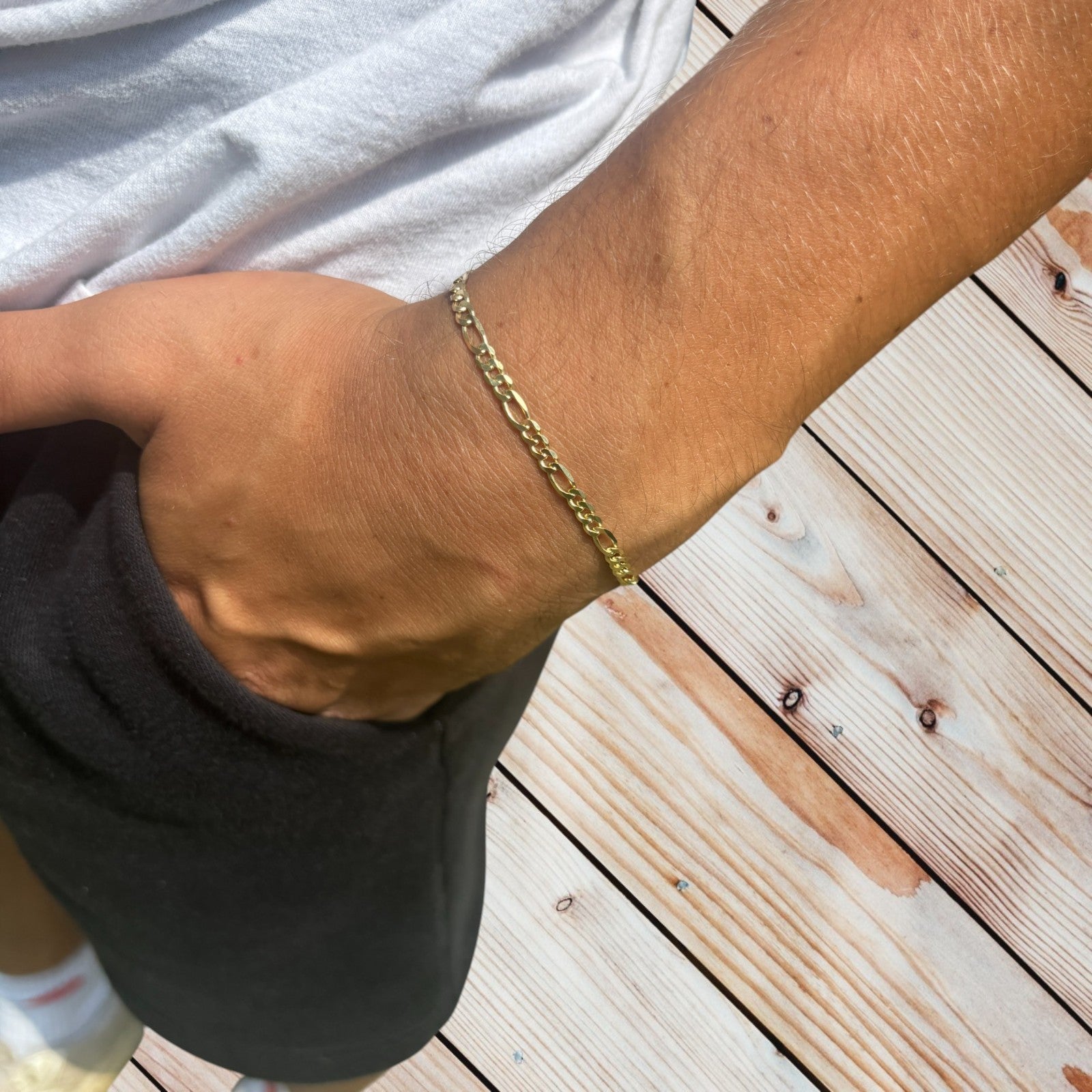 925 Sterling Silver 3.5mm Figaro Bracelet