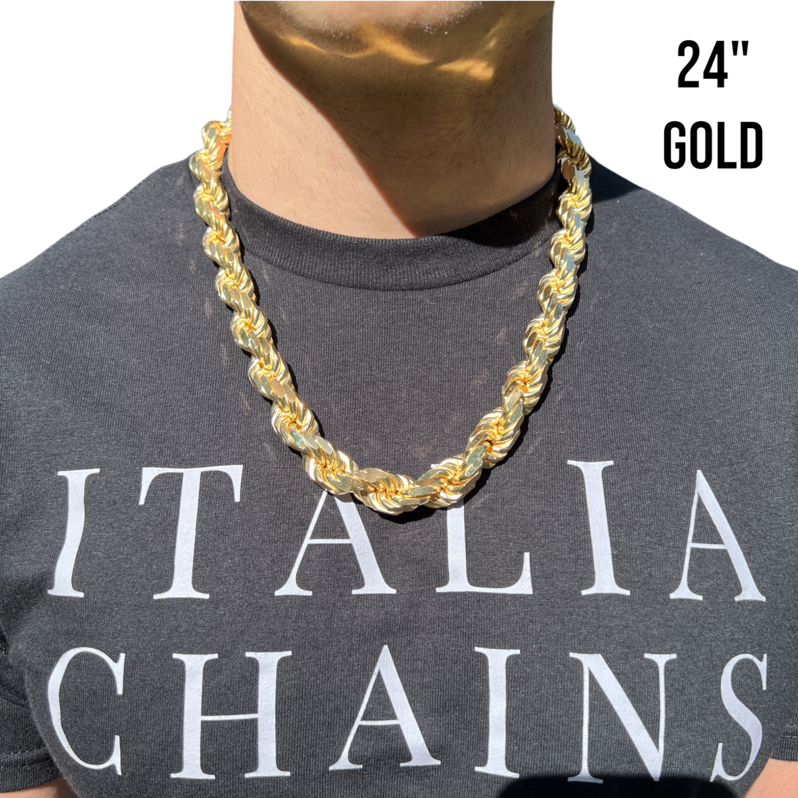 Collar de cadena de cuerda de 14 mm con corte de diamante en plata de ley 925