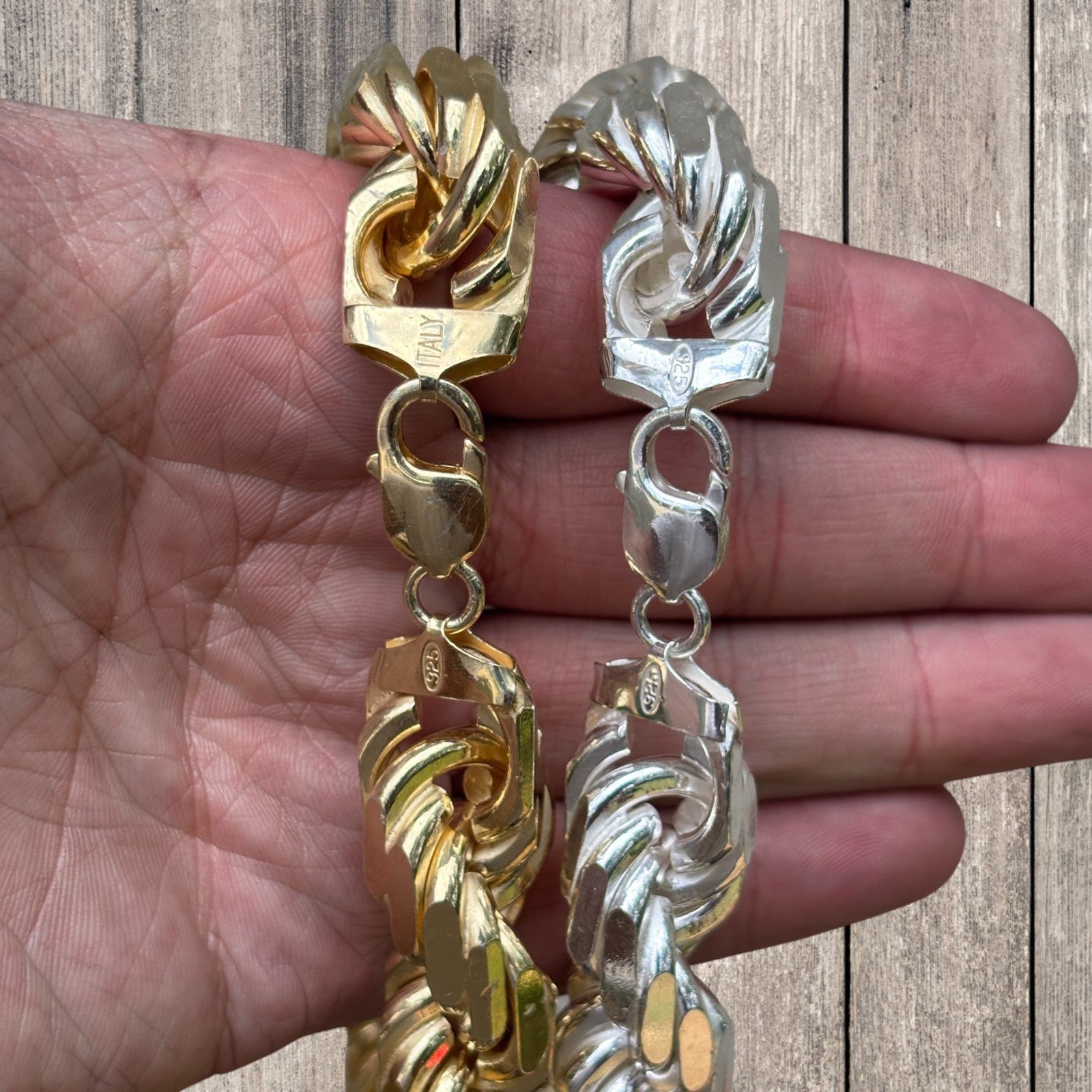 Collier en argent sterling 925 avec chaîne en corde taillée en diamant de 16 mm