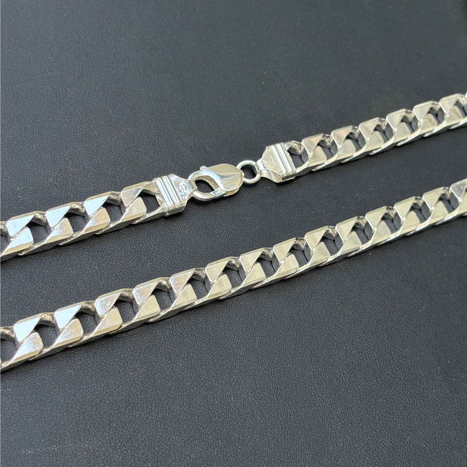 925 Sterling Silver 10mm Square Curb Chain Necklace