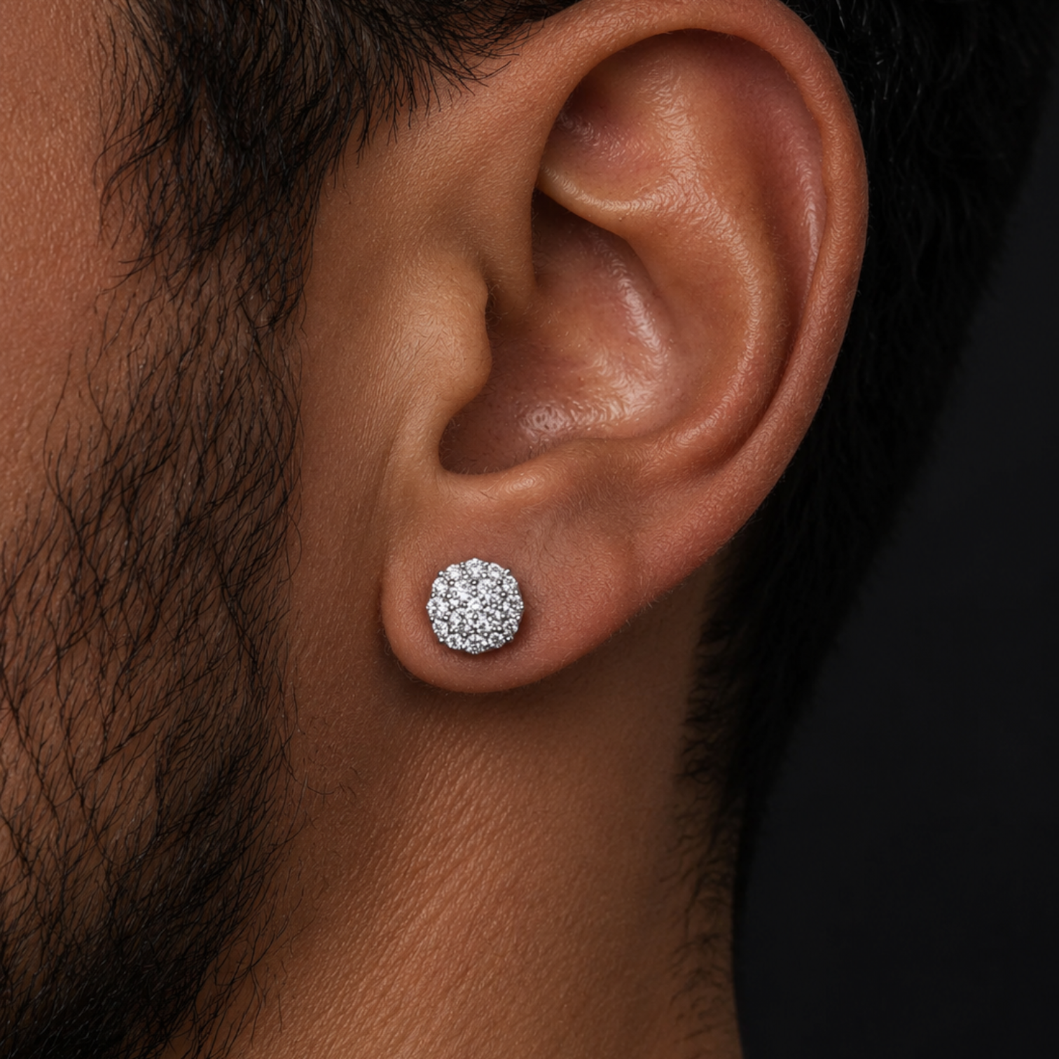 925 Sterling Silver 9mm Cluster Honeycomb Moissanite or CZ Earrings 2ct TW Studs