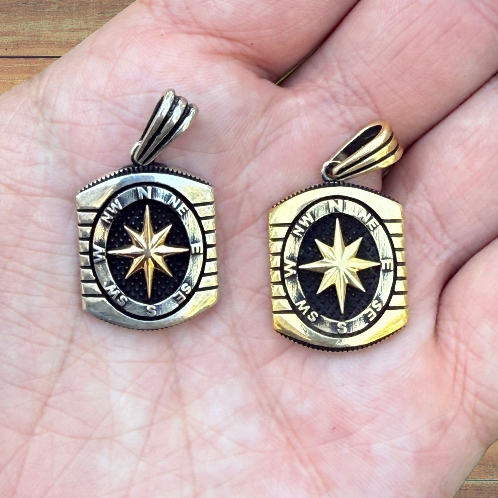 925 Sterling Silver Compass Pendant
