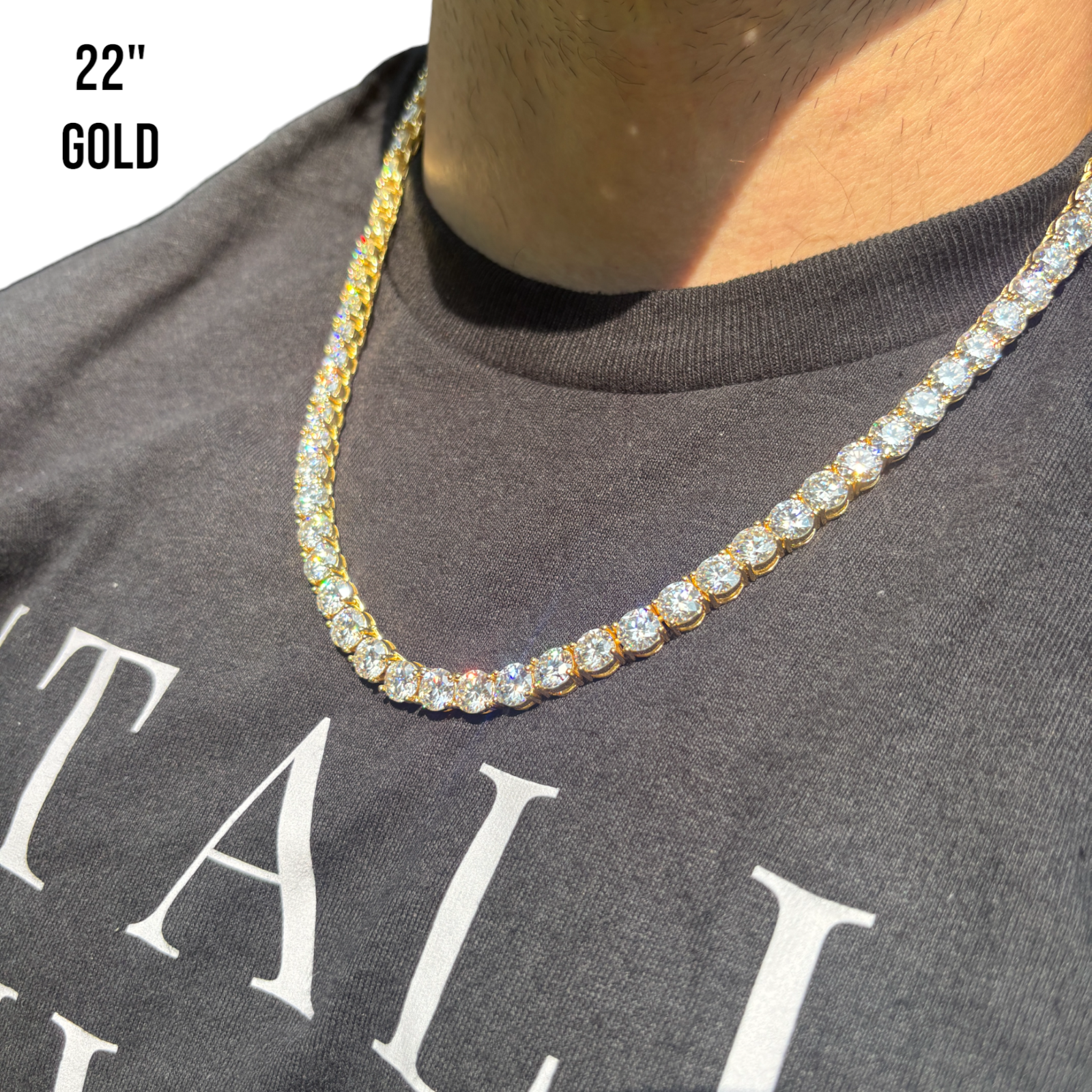 Collier chaîne tennis 7 mm en argent sterling 925 avec zircone cubique ou moissanite