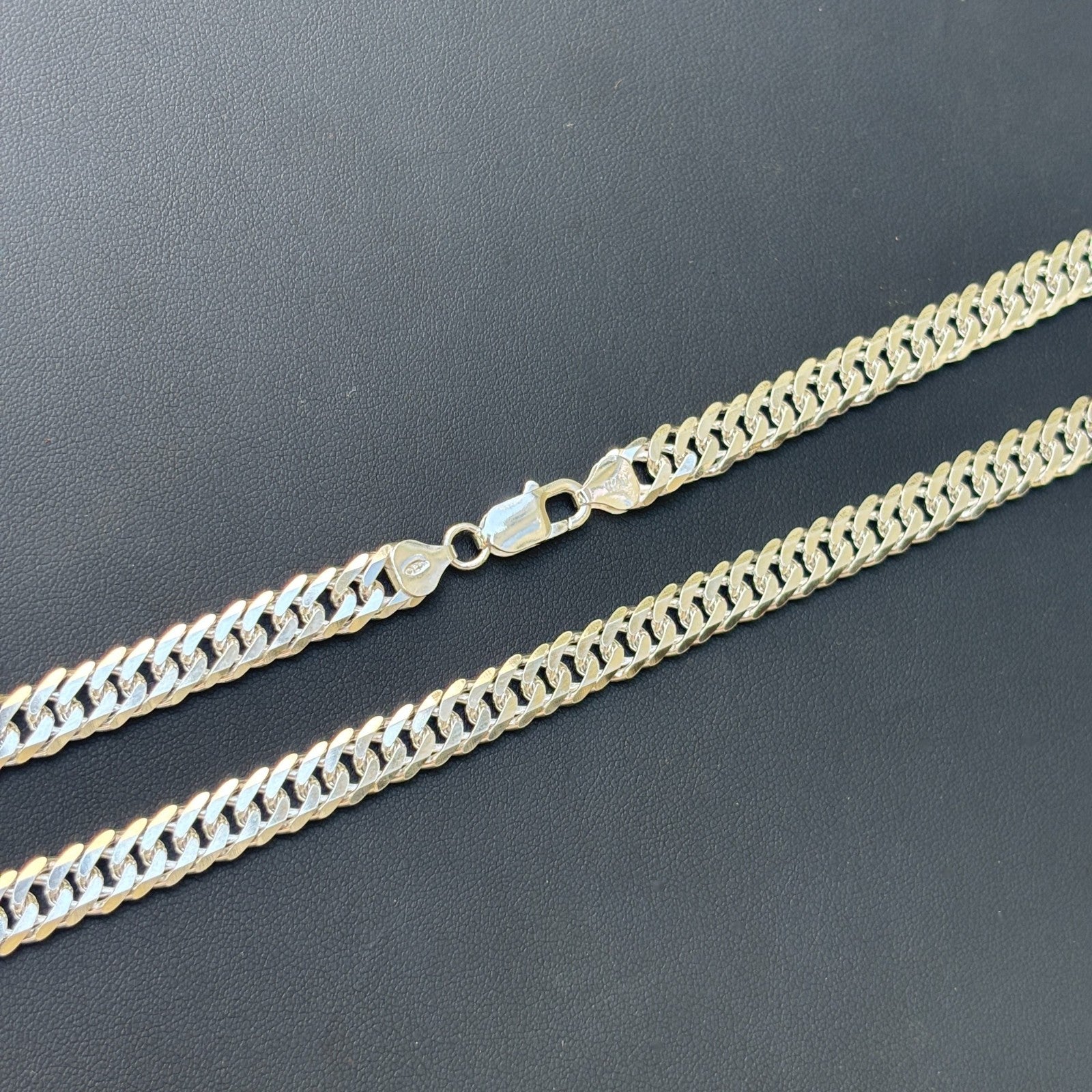 Collier à double chaîne gourmette de 8 mm en argent sterling 925