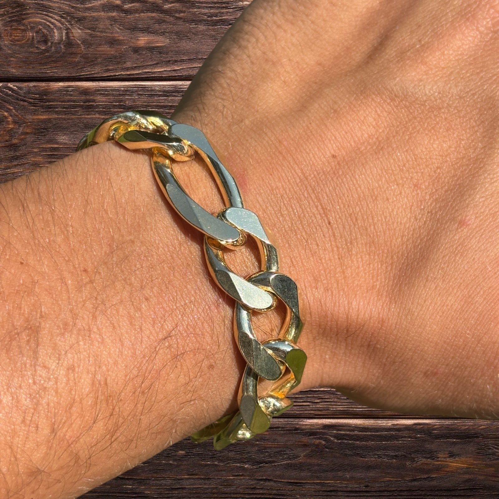 Bracelet Figaro en argent sterling 925 de 15 mm