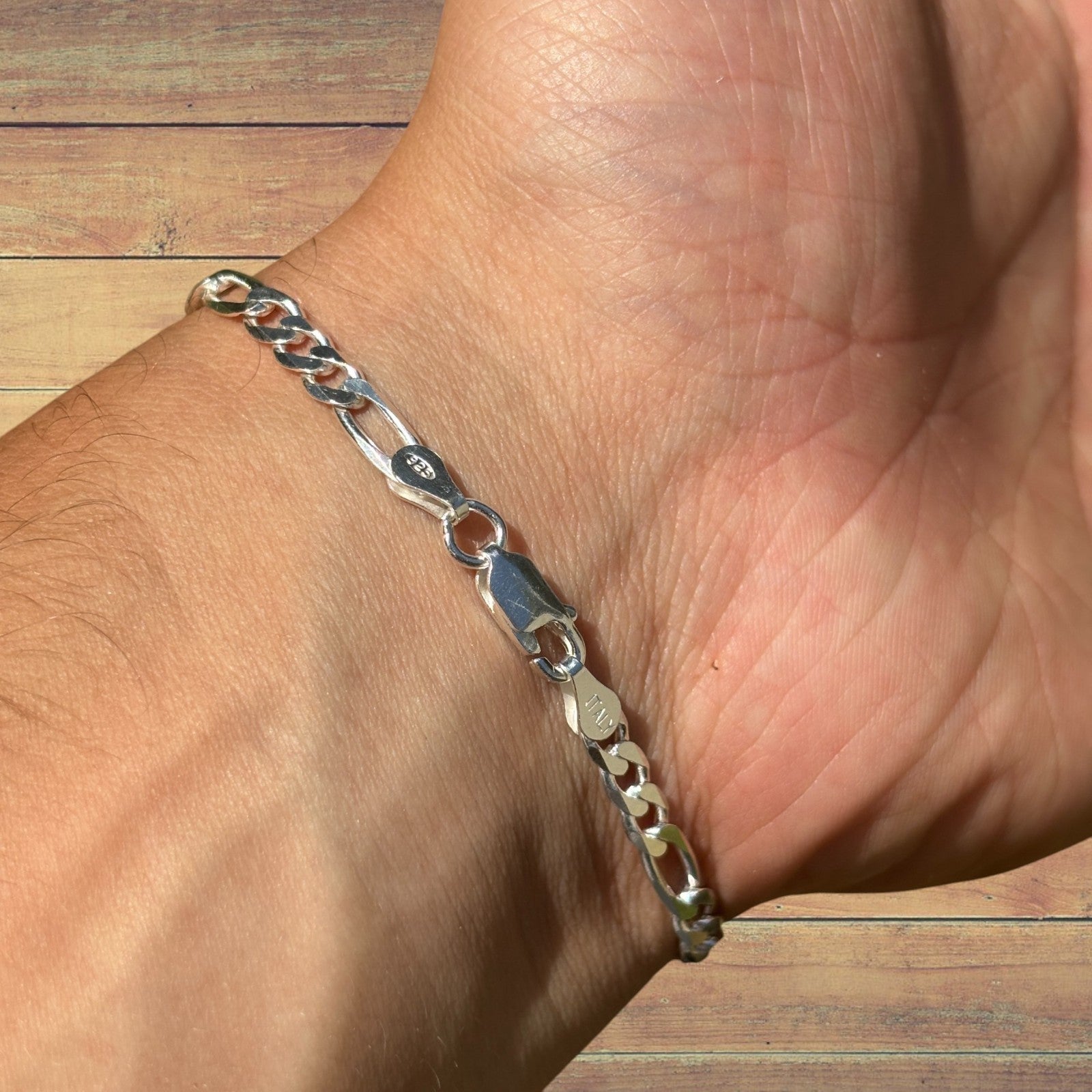 925 Sterling Silver 5mm Figaro Bracelet