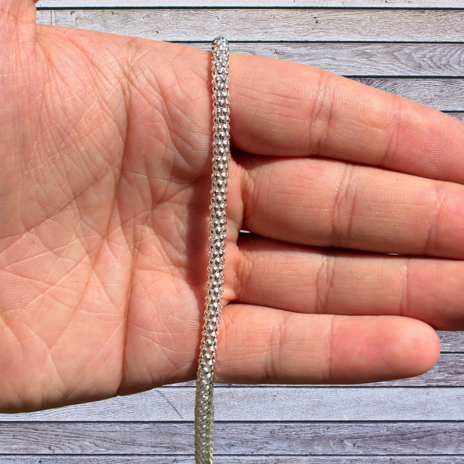 925 Sterling Silver 4mm Popcorn Ice Link Chain Necklace