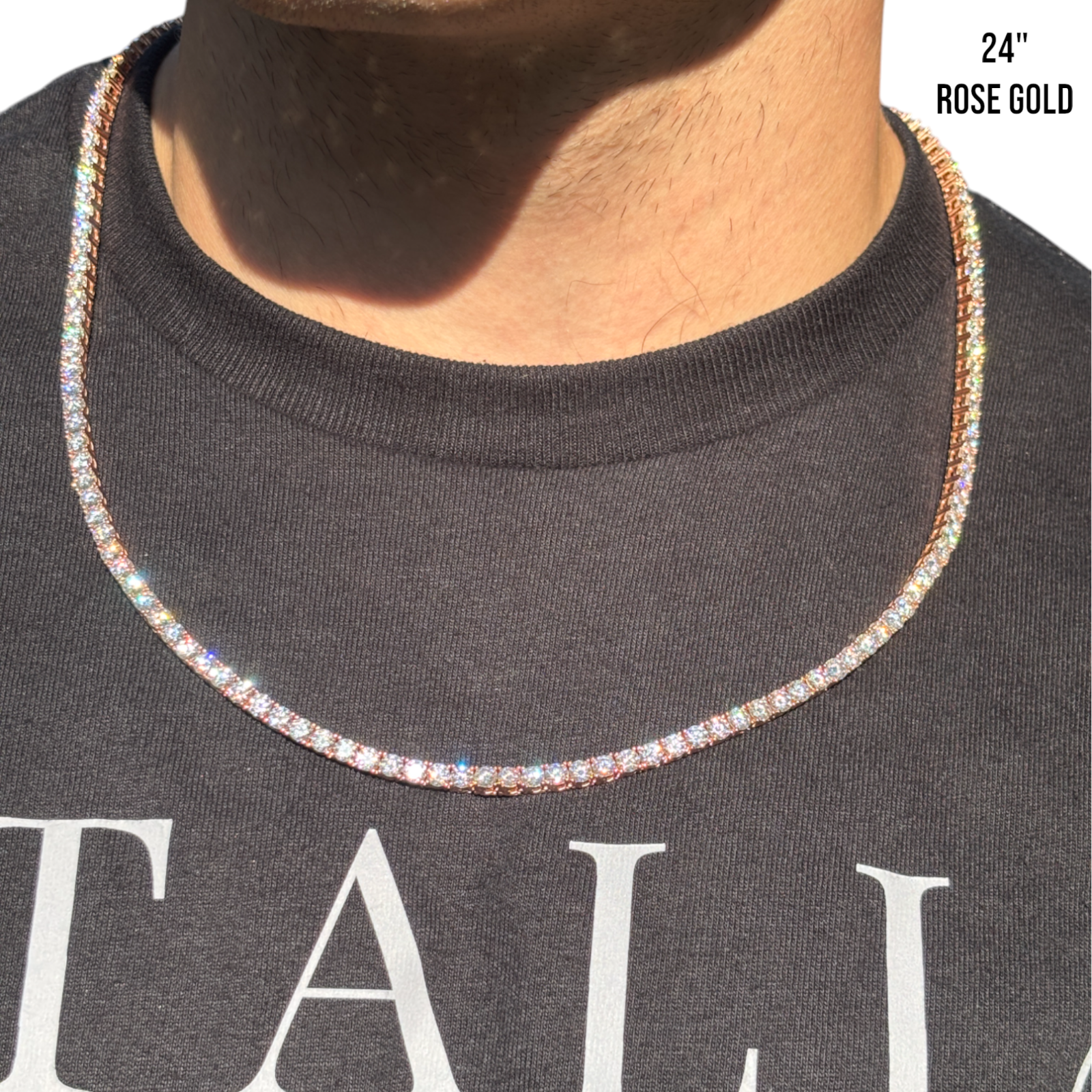 Collier chaîne tennis en argent sterling 925 de 4 mm avec zircone cubique ou moissanite