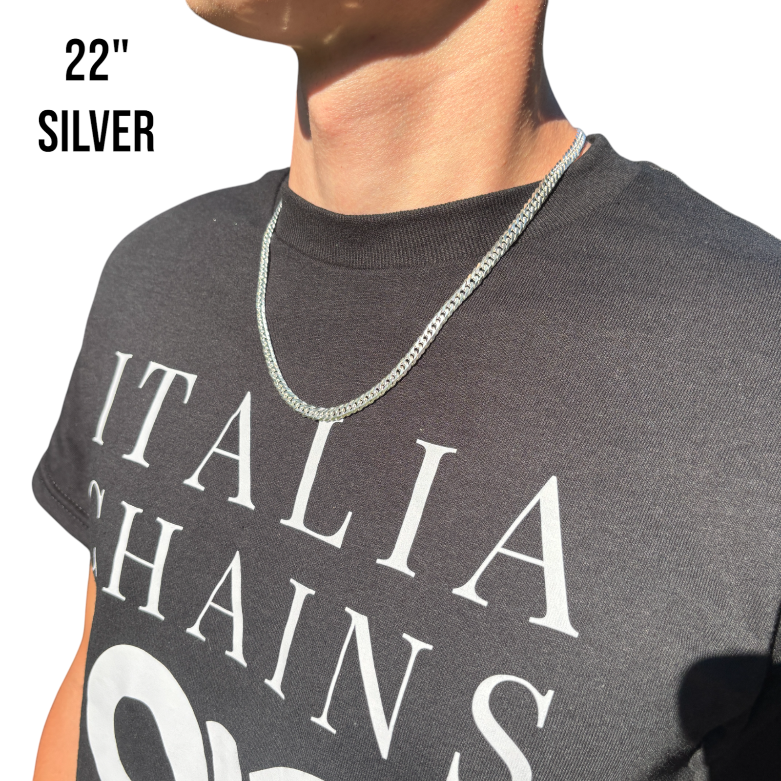 Collier à double chaîne gourmette de 8 mm en argent sterling 925