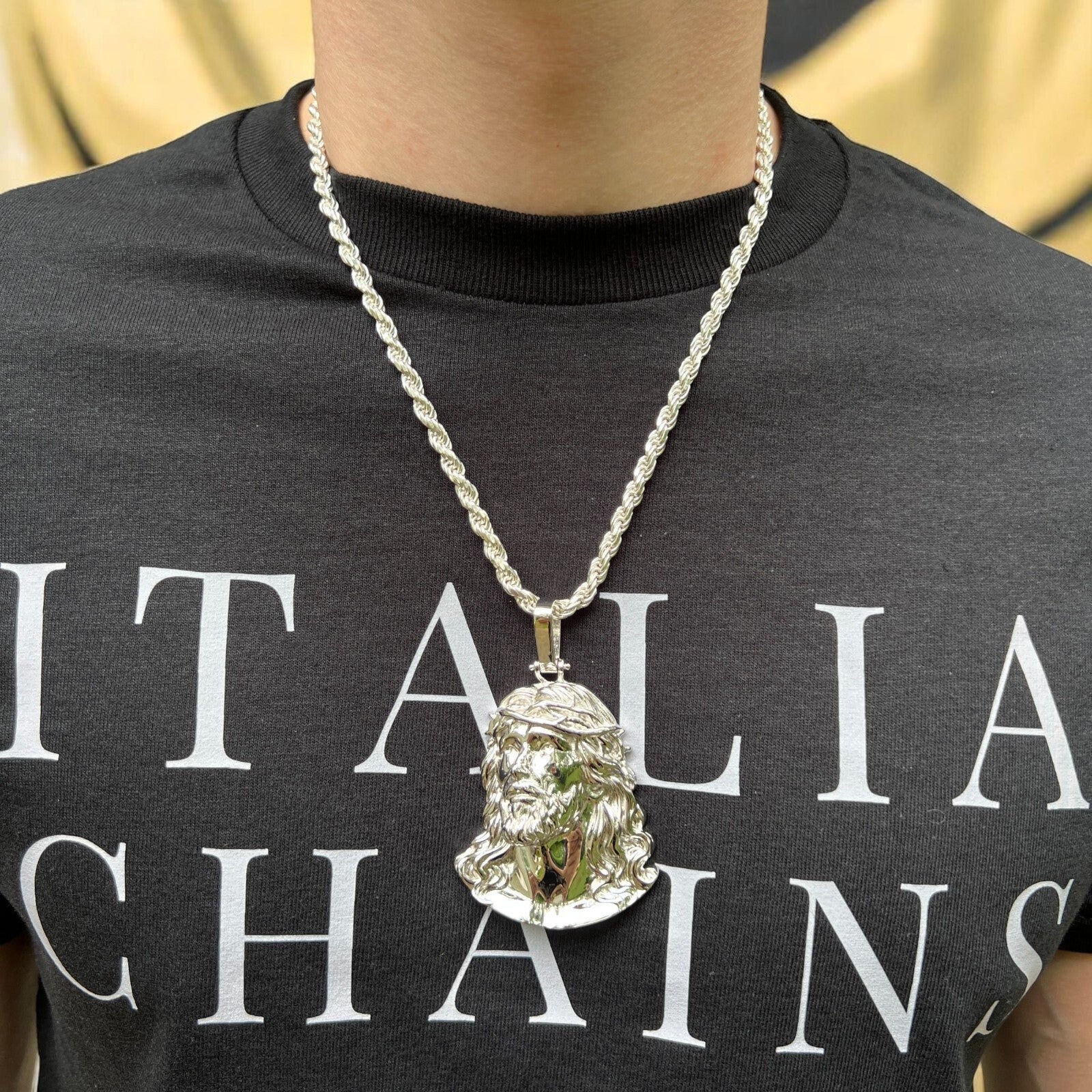 Pendentif en argent sterling 925, pièce de la Passion du Christ Jésus - Grand