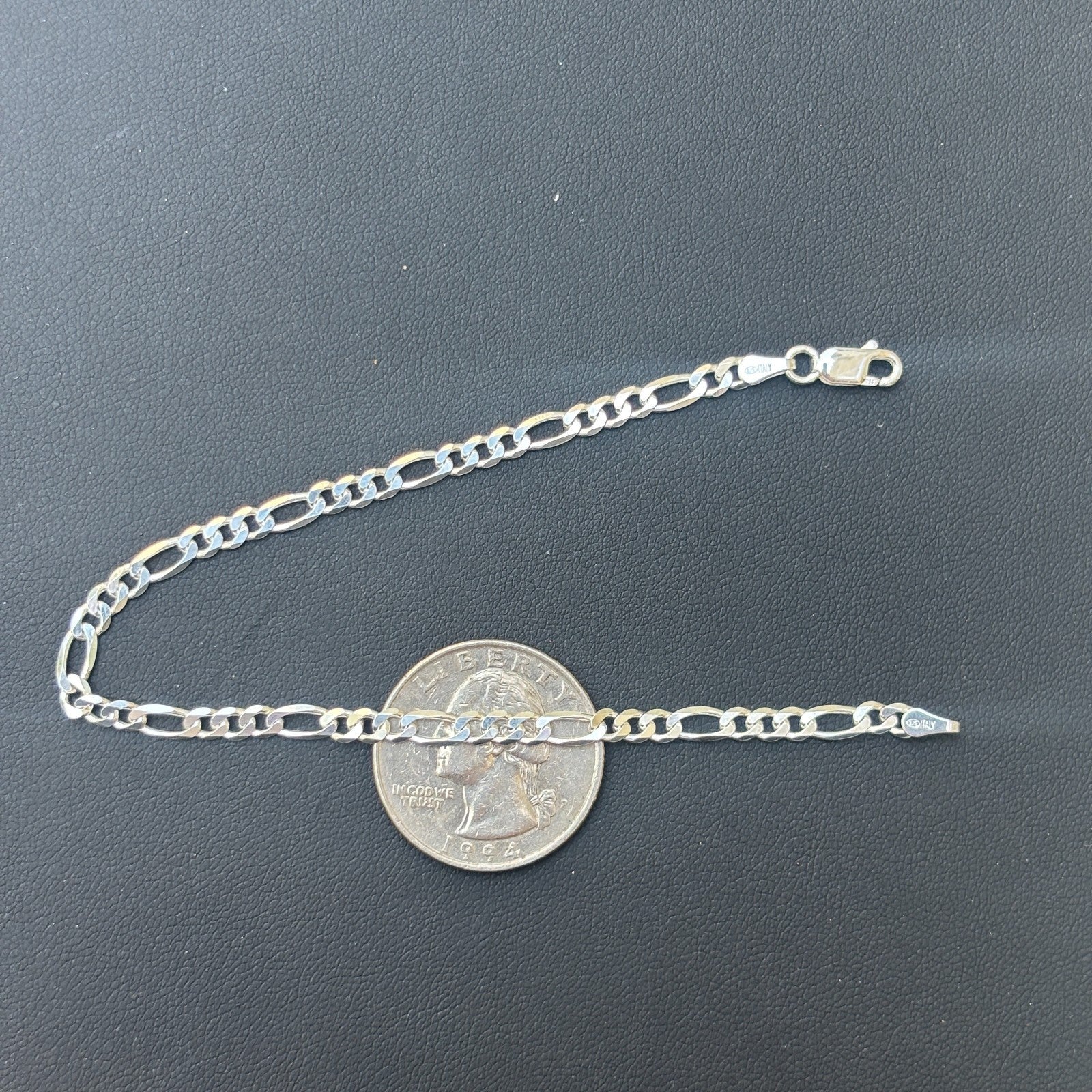 925 Sterling Silver 3.5mm Figaro Bracelet
