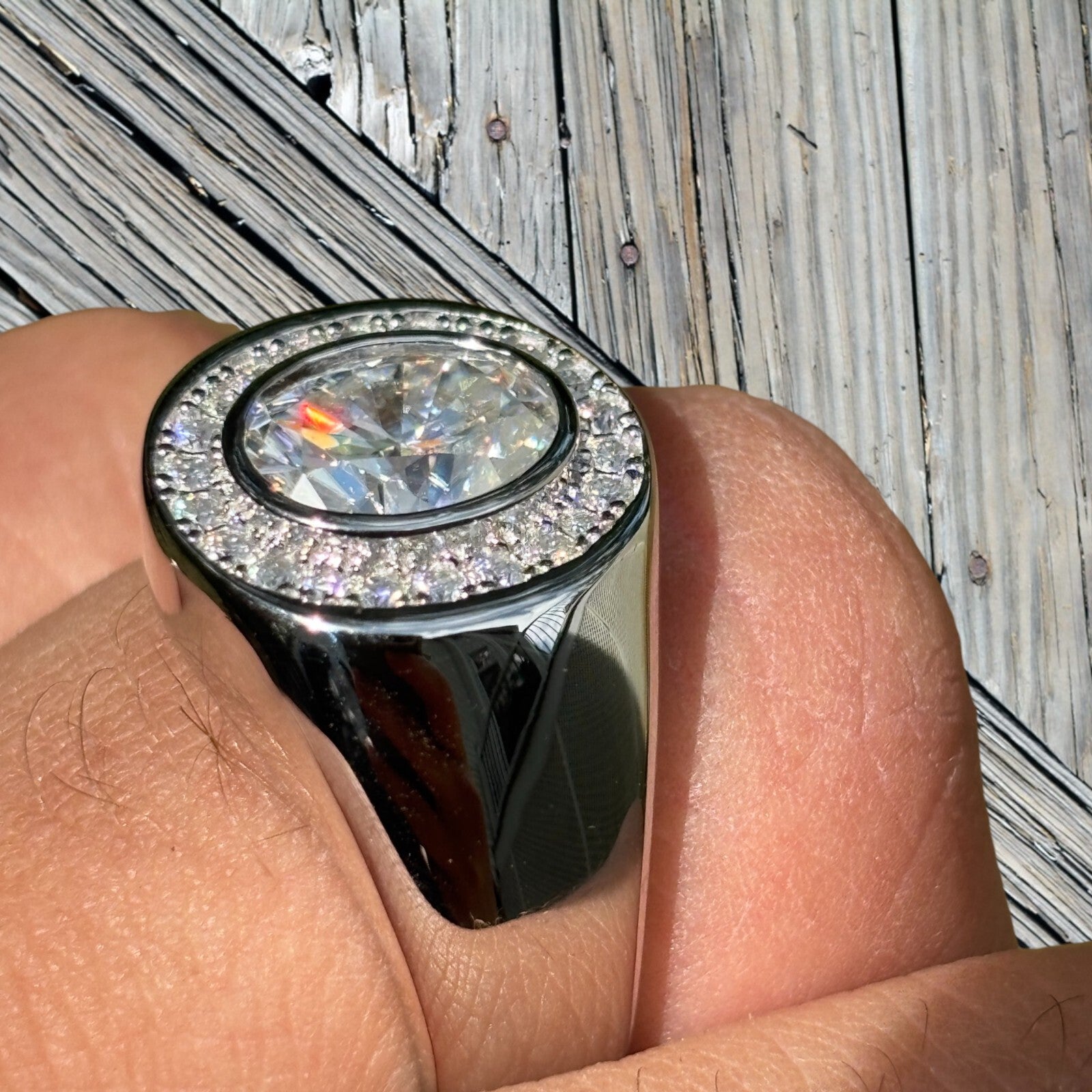 925 Sterling Silver Oval Cut Ring With Moissanite