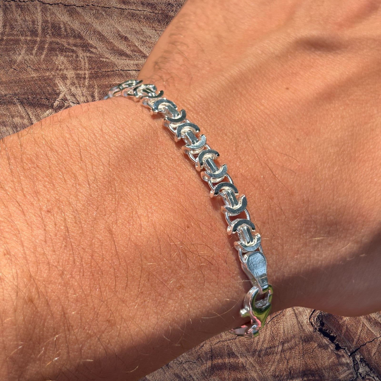 925 Sterling Silver 6mm Flat Byzantine Bracelet