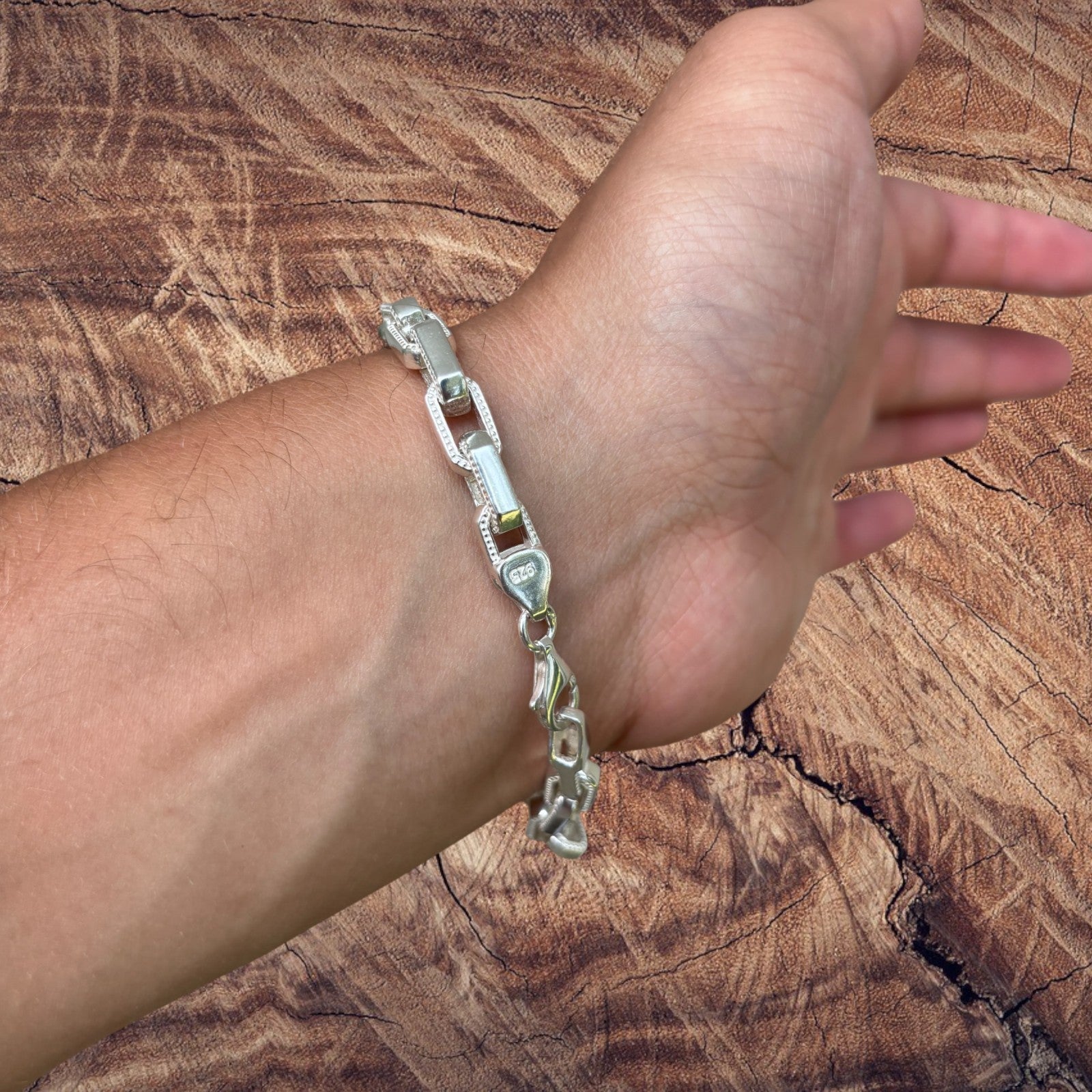 Bracelet Hermès fantaisie en argent sterling 925 de 7 mm