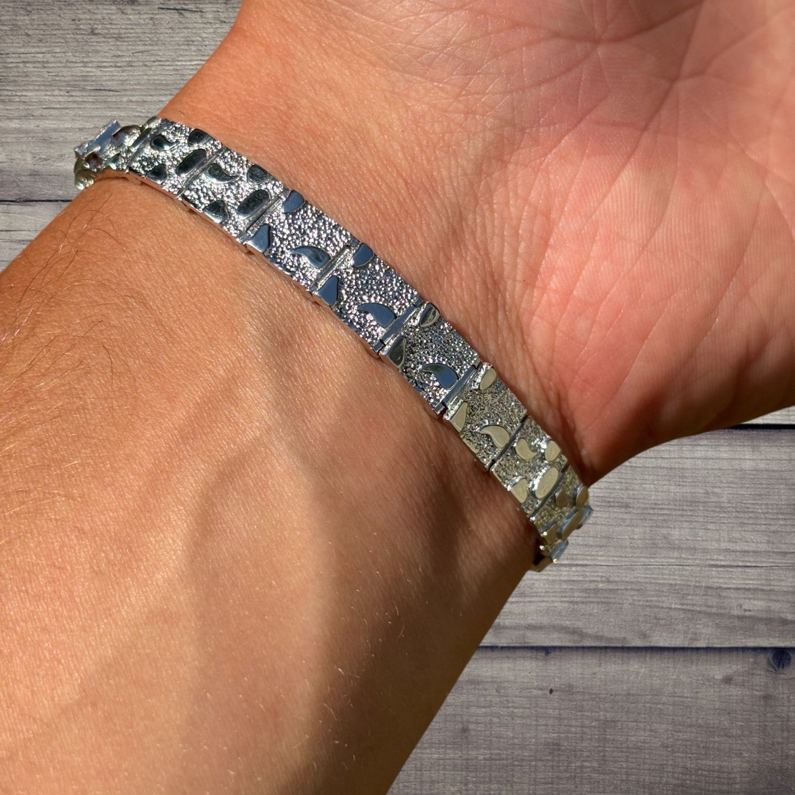 Bracelet à maillons pépites personnalisé en argent sterling 925 de 8 mm