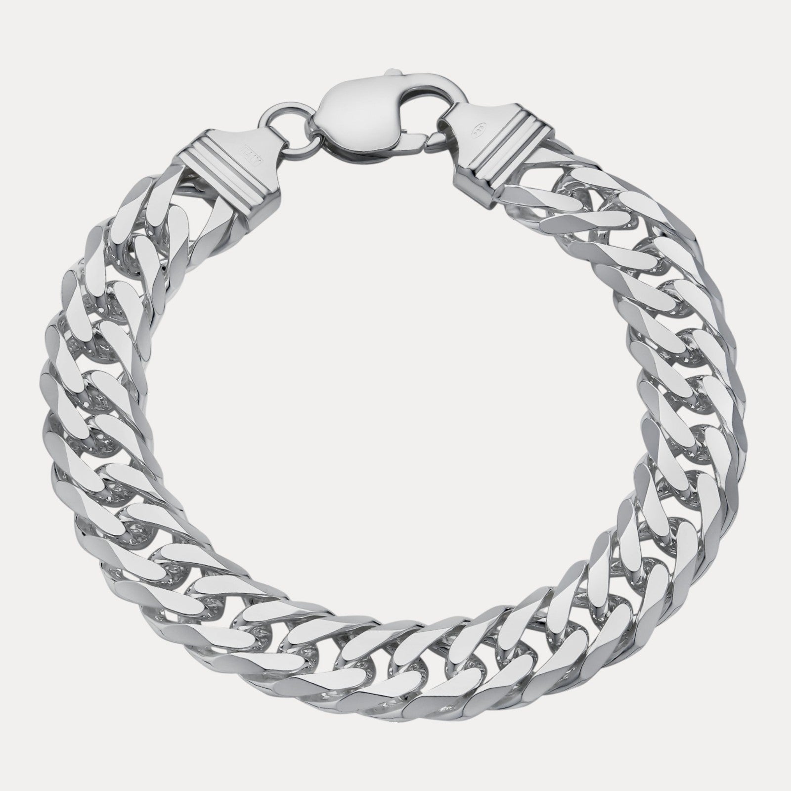 Pulsera de doble eslabones de 12 mm en plata de ley 925