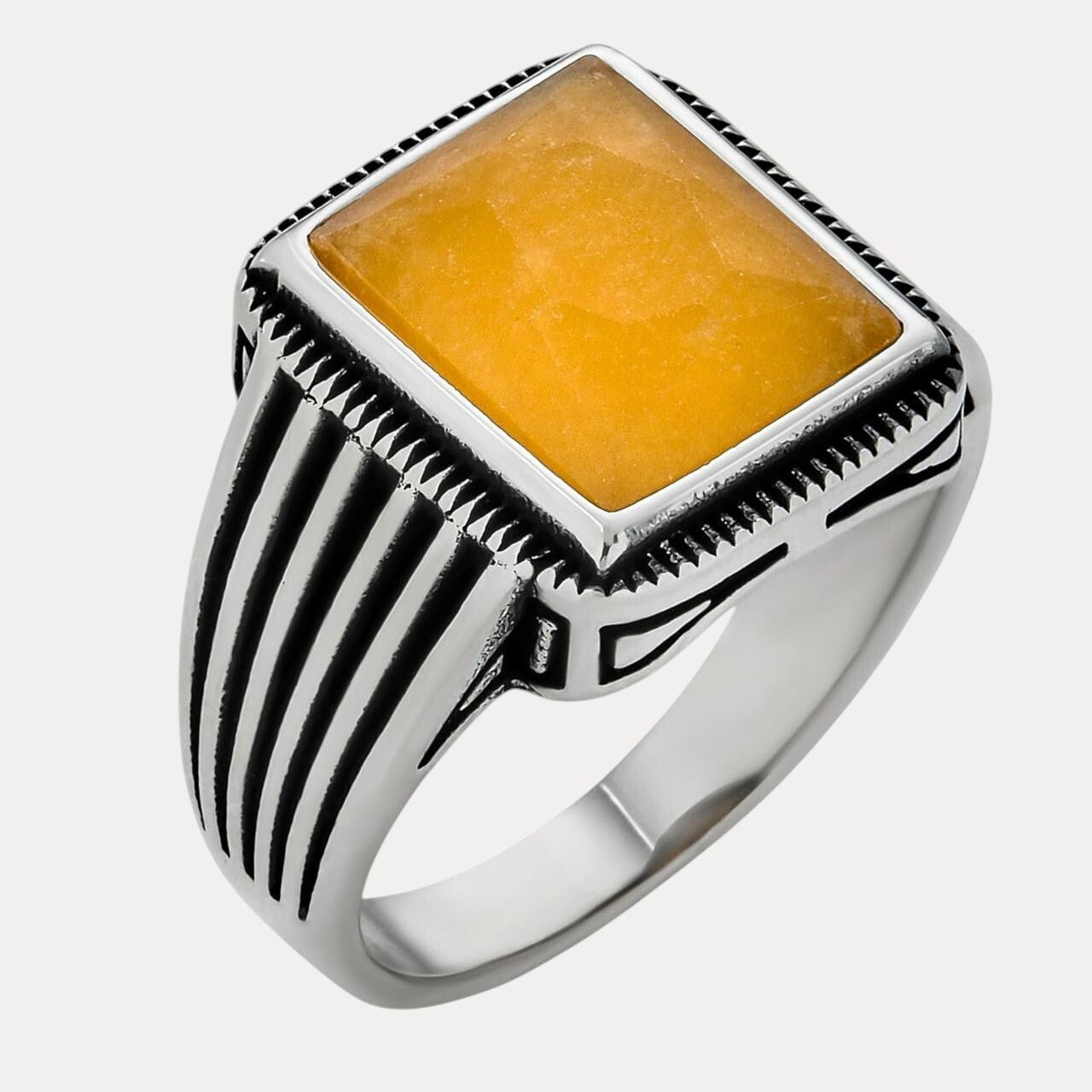 Anillo de zafiro amarillo en plata de ley 925