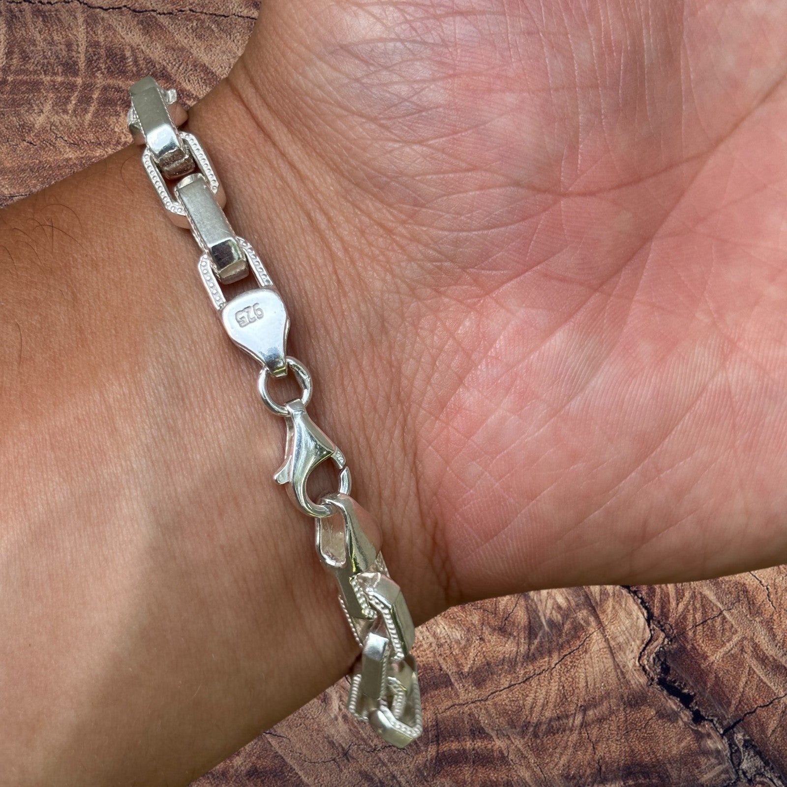 Bracelet Hermès fantaisie en argent sterling 925 de 7 mm